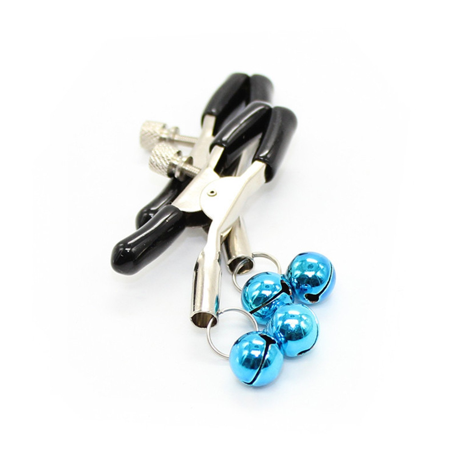 HiiBaby New SM Breast Vaginal Nipple Clamps with Double Bells - Sensual Massage Clip for Adults (Blue) | BDSM Accessories for Couples & Spicy Intimate Play