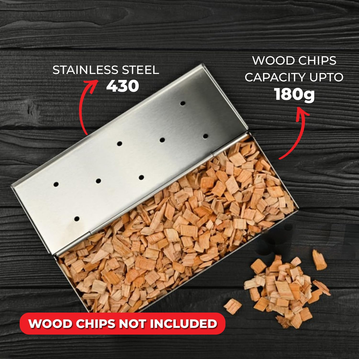 Stainless Steel BBQ Smoker Box for Gas & Charcoal Grills - Heavy Duty Wood Chip Smoker Box with 5pcs Aluminum Foil for Extra Smoke - Perfect for Backyard BBQ, Camping & Outdoor Cooking - Enhances Flavor with Rich Smoky Taste