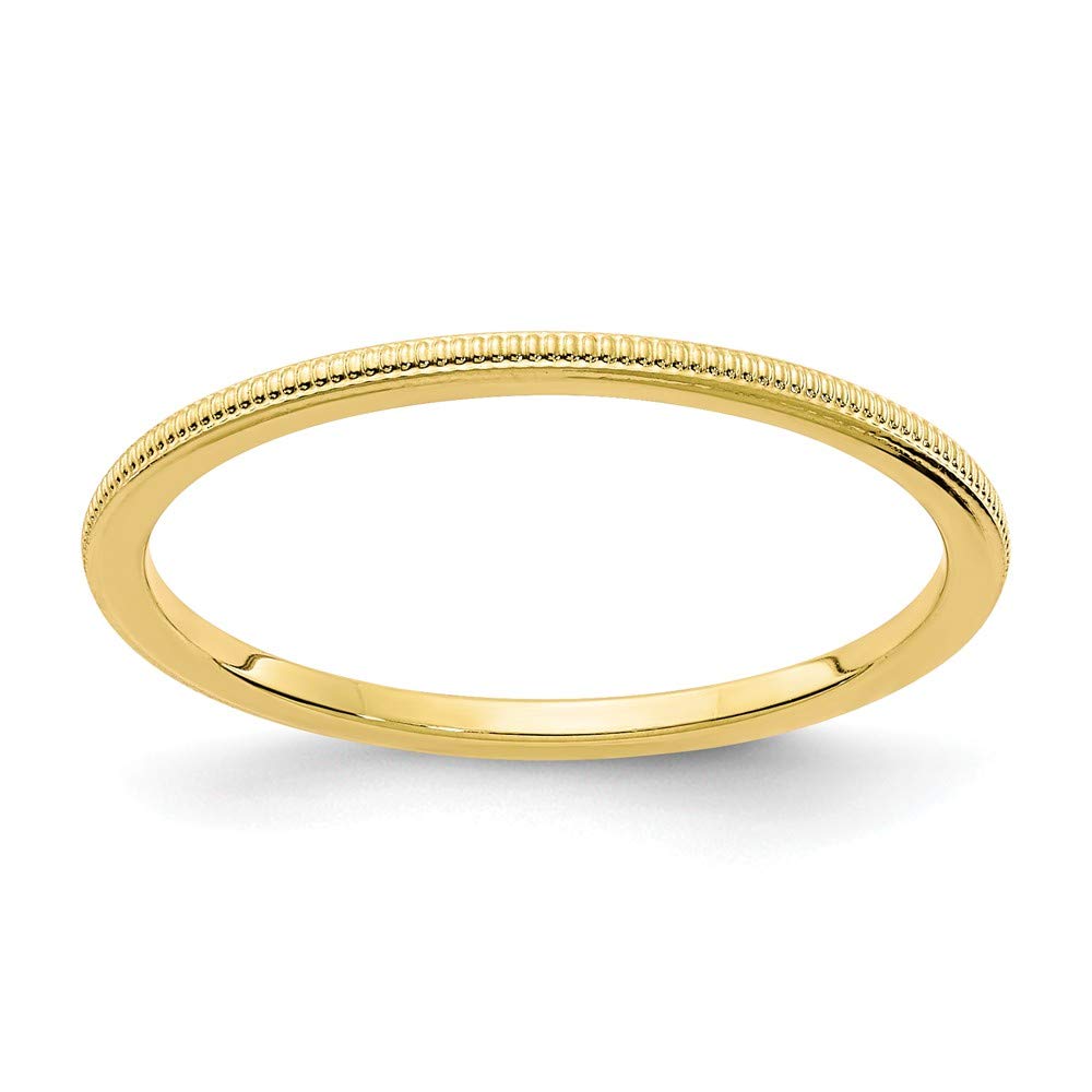 10K Yellow Gold, White Gold, or Rose Gold 1.2mm Milgrain Stackable Wedding Band Ring - Jewelry for Women, Fine Stackable Ring for Bridal, Anniversary, or Everyday Wear | Jewels By Lux