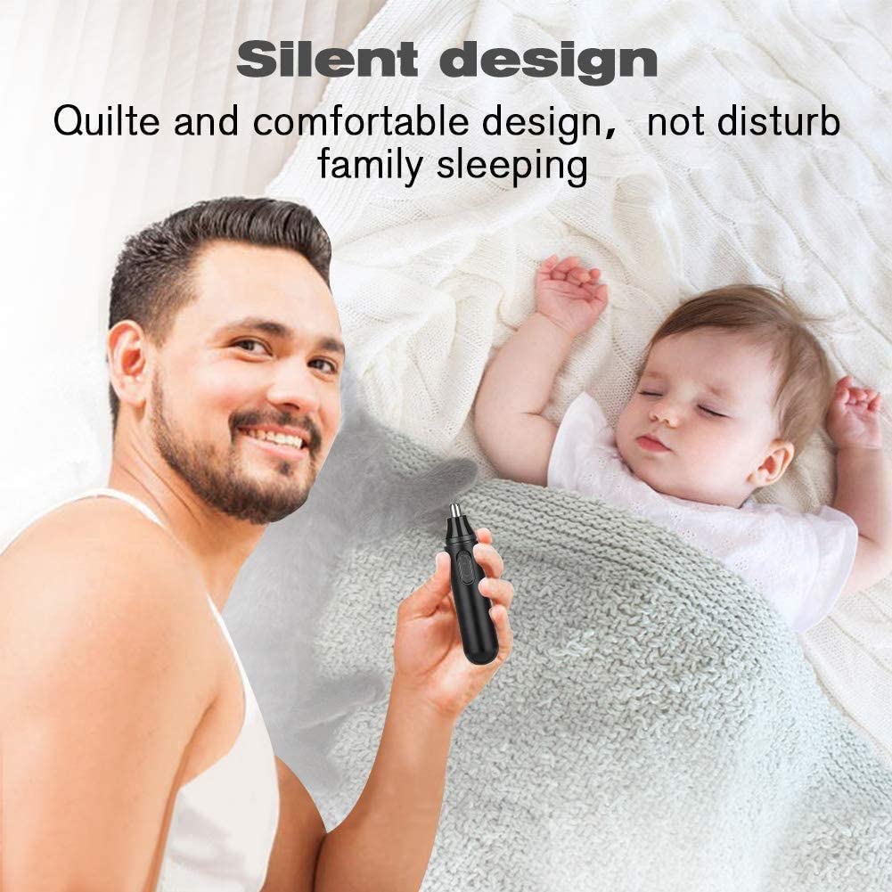 Painless Electric Nose & Ear Hair Trimmer for Men & Women - Rechargeable Battery, Dual Edge Blades with Cleaning Brush - Perfect for Travel, Grooming & Personal Care