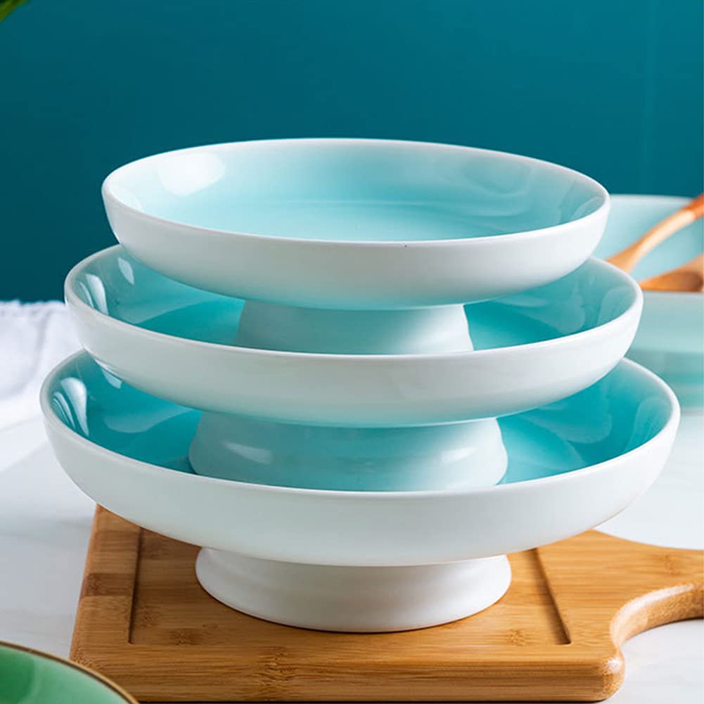 Ceramic Pedestal Bowl - Elegant Round Footed Fruit & Dessert Display Stand for Kitchen Counter, Dining Table Centerpiece, Serving Tray | Perfect for Parties, Home Decor & Entertaining