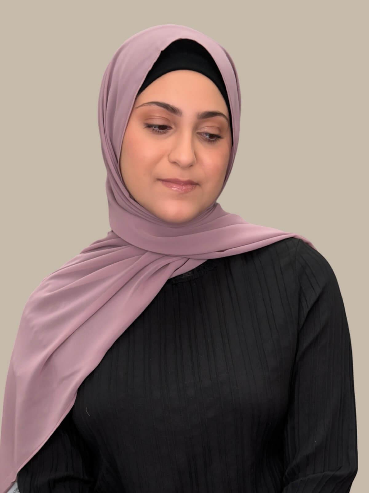 Luxury Chiffon Hijab Scarf for Women - Soft Modish Orchid Print Headscarf - Perfect for Daily Wear, Prayer, and Special Occasions