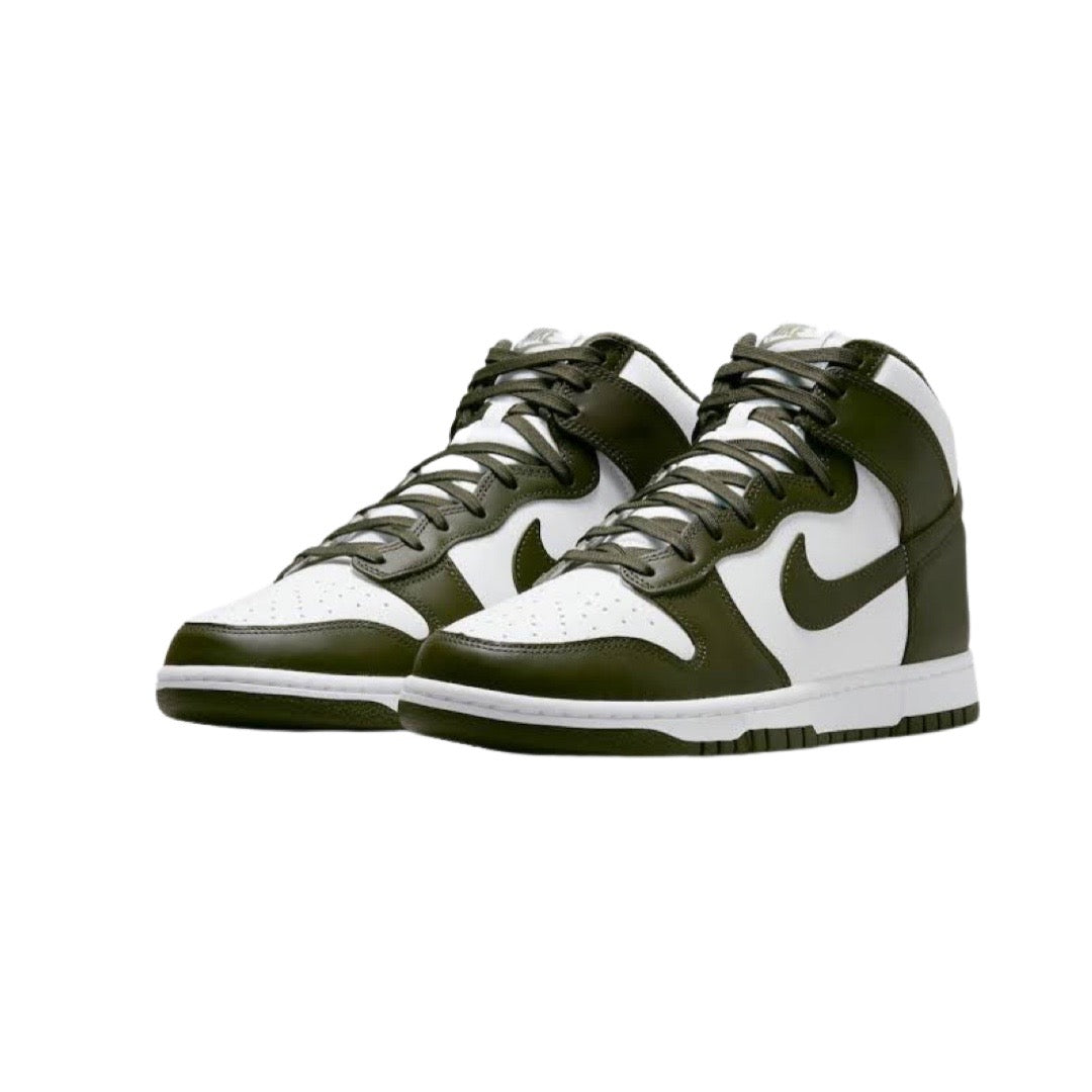 Nike Dunk High Sneakers in Khaki & White - Men's Basketball Shoes for Casual Wear & Street Style Fashion