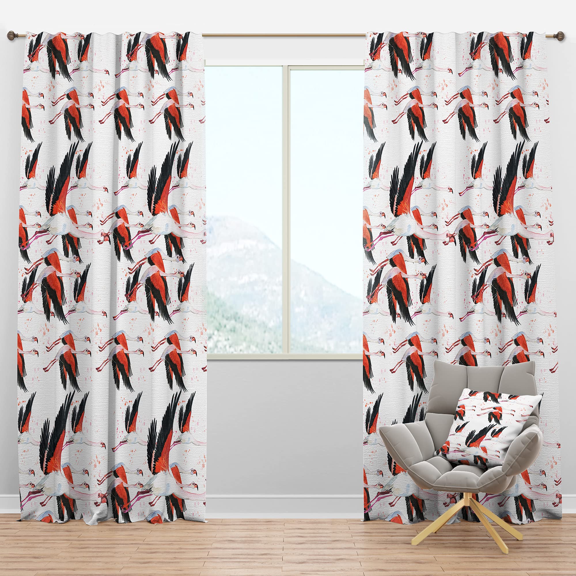 Flamingo Watercolor Tropical Blackout Curtains - Thermal Insulated Single Panel (52x63 inches) for Bedroom & Living Room - Perfect for Home Decor, Privacy & Light Blocking