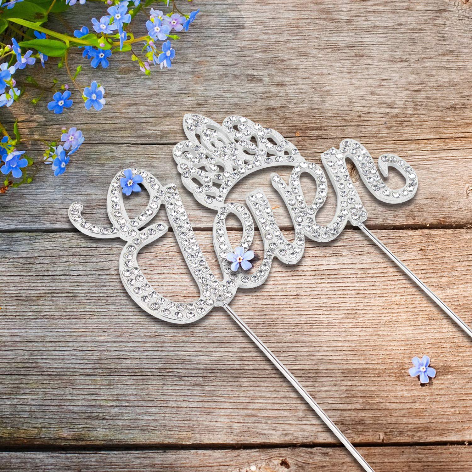 LINGTEER Silver Bling Crystal Rhinestone 11th Birthday Cake Topper with Crown - Happy Eleventh Birthday Party Decorations & Gift Supplies for Girls & Boys - Perfect for Birthday Cakes, Cupcakes, and Celebration Photos