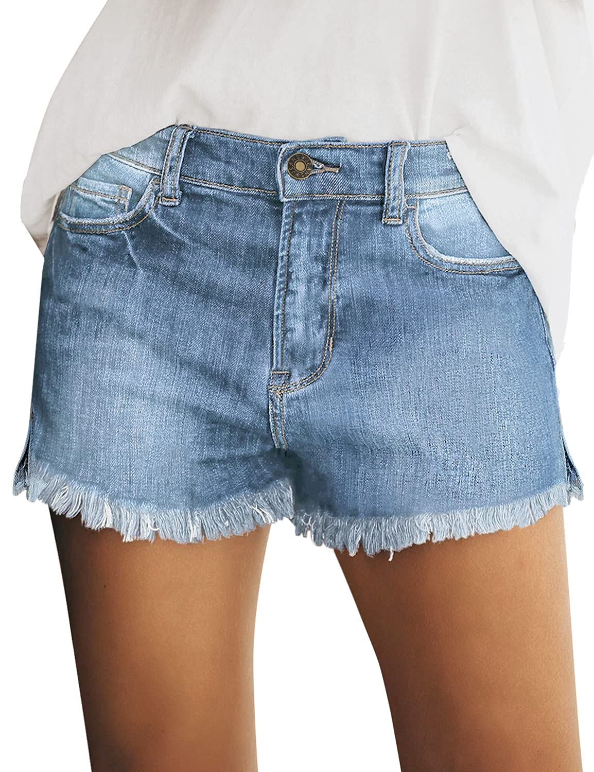 Stylish Women's Distressed Denim Shorts - High Waist Ripped Jean Shorts for Summer | Perfect for Casual Outfits, Beach Trips & Outdoor Adventures