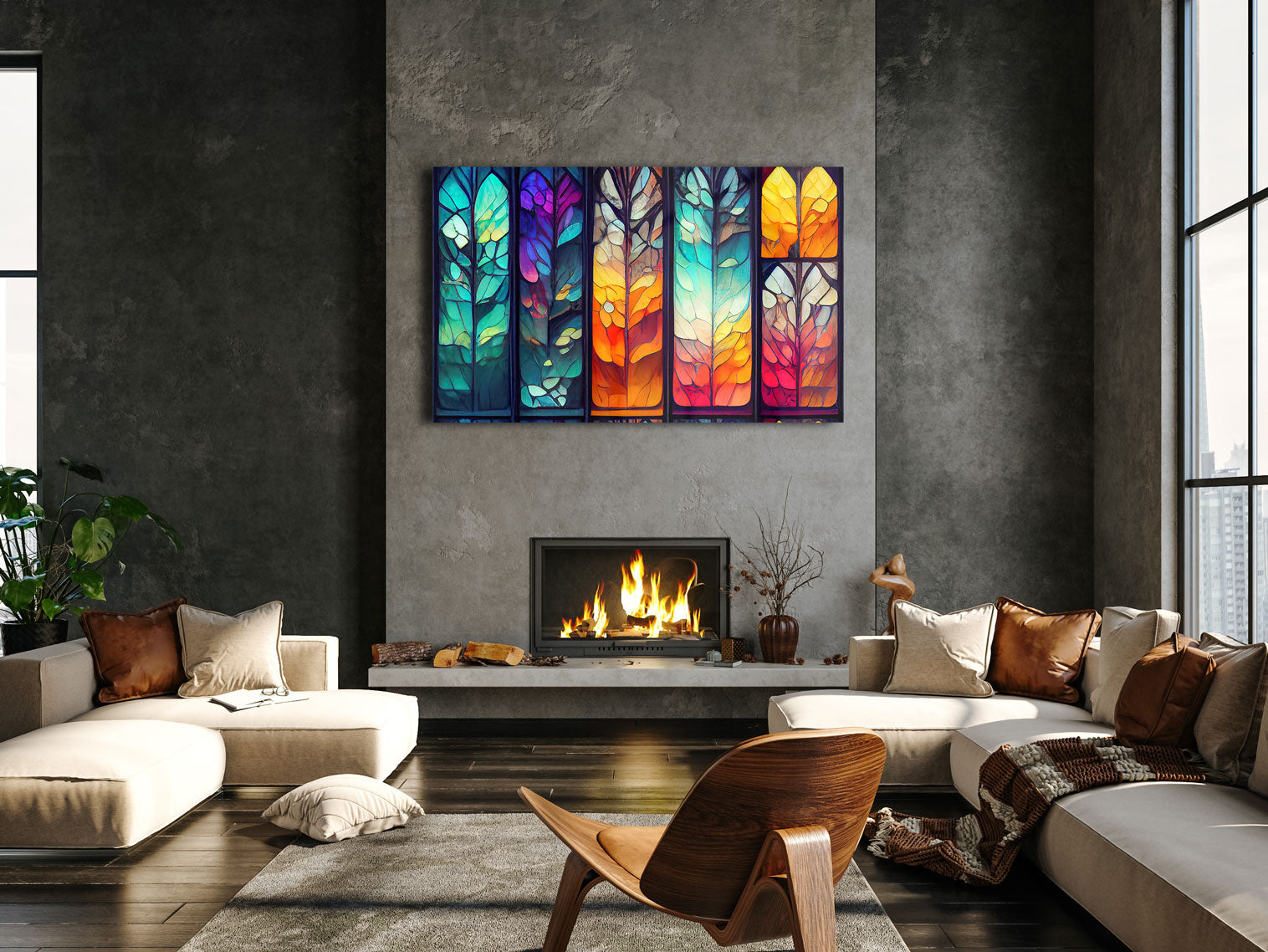 Stained Glass Window Film - Decorative Privacy Window Cling for Home & Office - Perfect for Living Room, Bedroom, Bathroom Windows