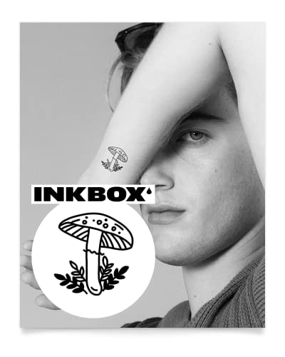 Premium Inkbox Temporary Tattoos - Semi-Permanent, Waterproof Fake Tattoos Lasting 1-2 Weeks | Shroomie Design 2x2 Inch | Perfect for Festivals, Vacations & Safe Body Art Experimentation
