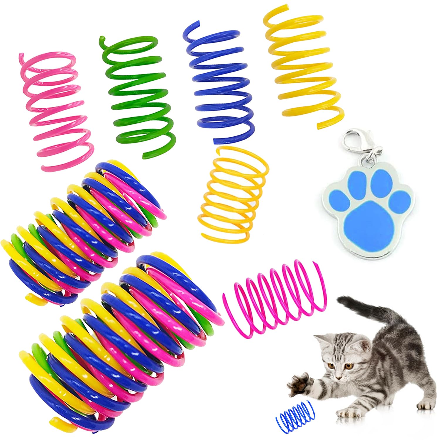 Colorful Cat Spiral Spring Toy - 12PC Interactive Cat Toys for Kittens & Adult Cats, Fun Biting & Hunting Toys for Indoor Play - Perfect for Playtime, Exercise & Mental Stimulation