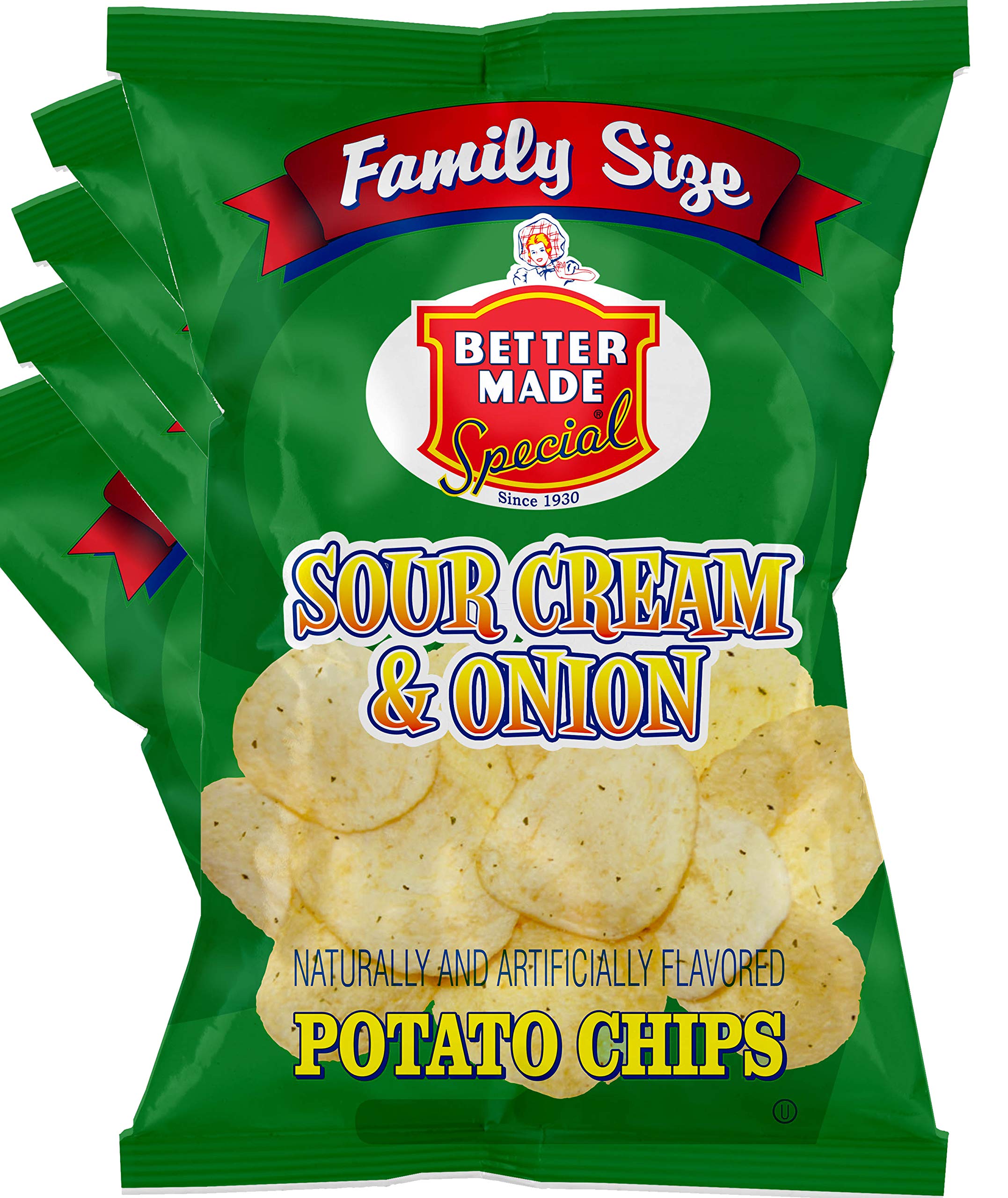 Better Made Special Family Size Potato Chips - 8 Pack (8 x 8.5 oz Bags) - Sour Cream & Onion Flavor - Crispy, Crunchy, Gluten-Free Snacks Made from Fresh Potatoes - Perfect for Parties, Lunches, Movie Nights & Family Gatherings