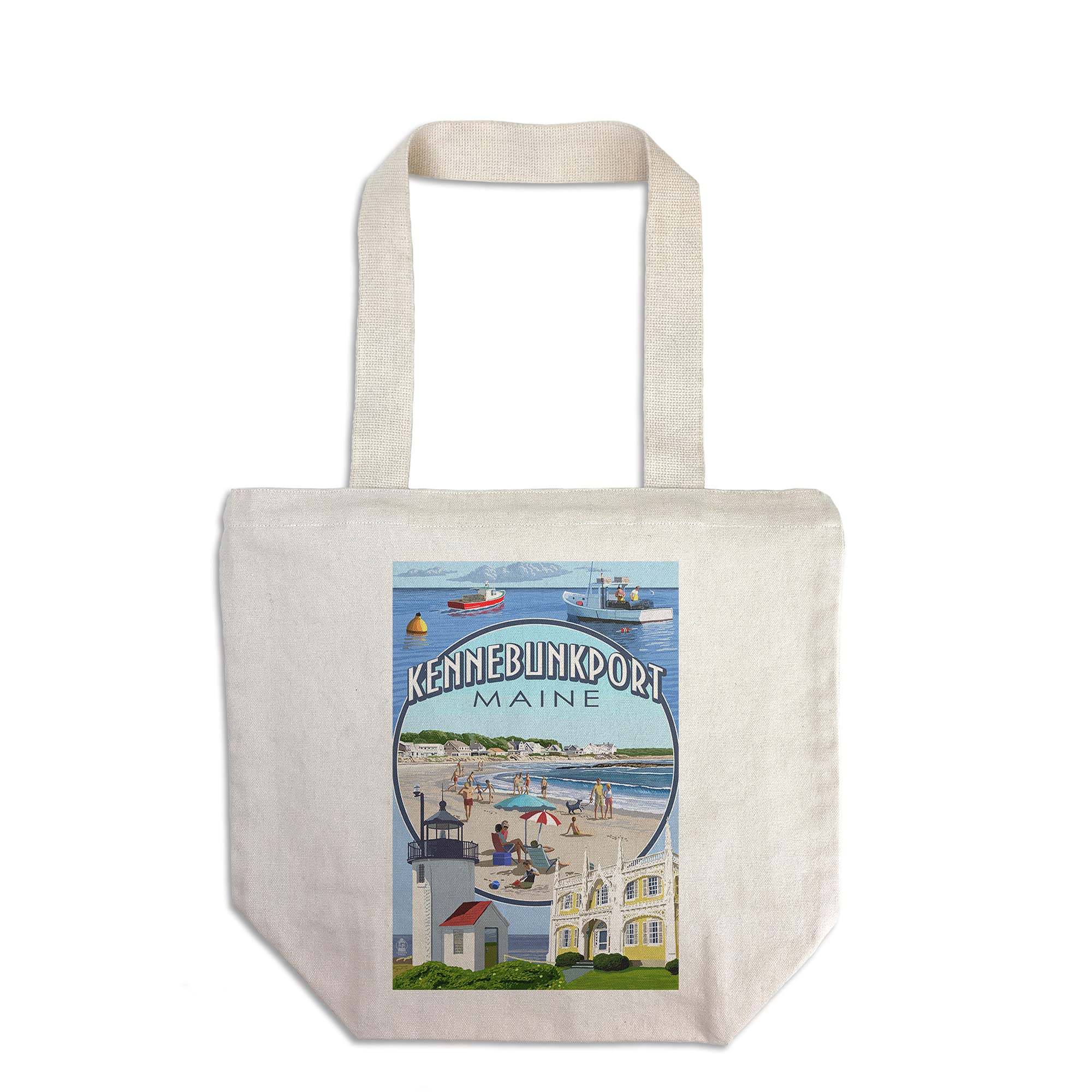 Kennebunkport Maine Scenes Tote Bag - 100% Cotton Canvas Reusable Shopping Bag for Beach, Grocery & Travel