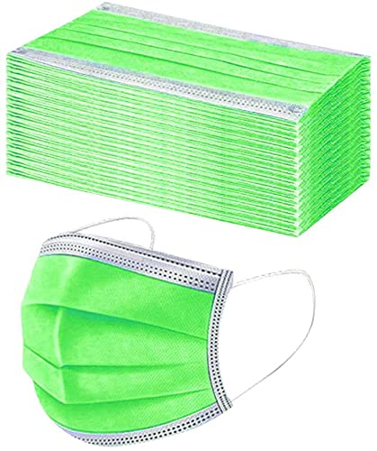 GreatDio® 75-Pack 3-Ply Disposable Face Masks with Earloop - Breathable, Comfortable & Protective for Daily Use - Ideal for Home, School, Office, Travel & Outdoor Activities (Green)