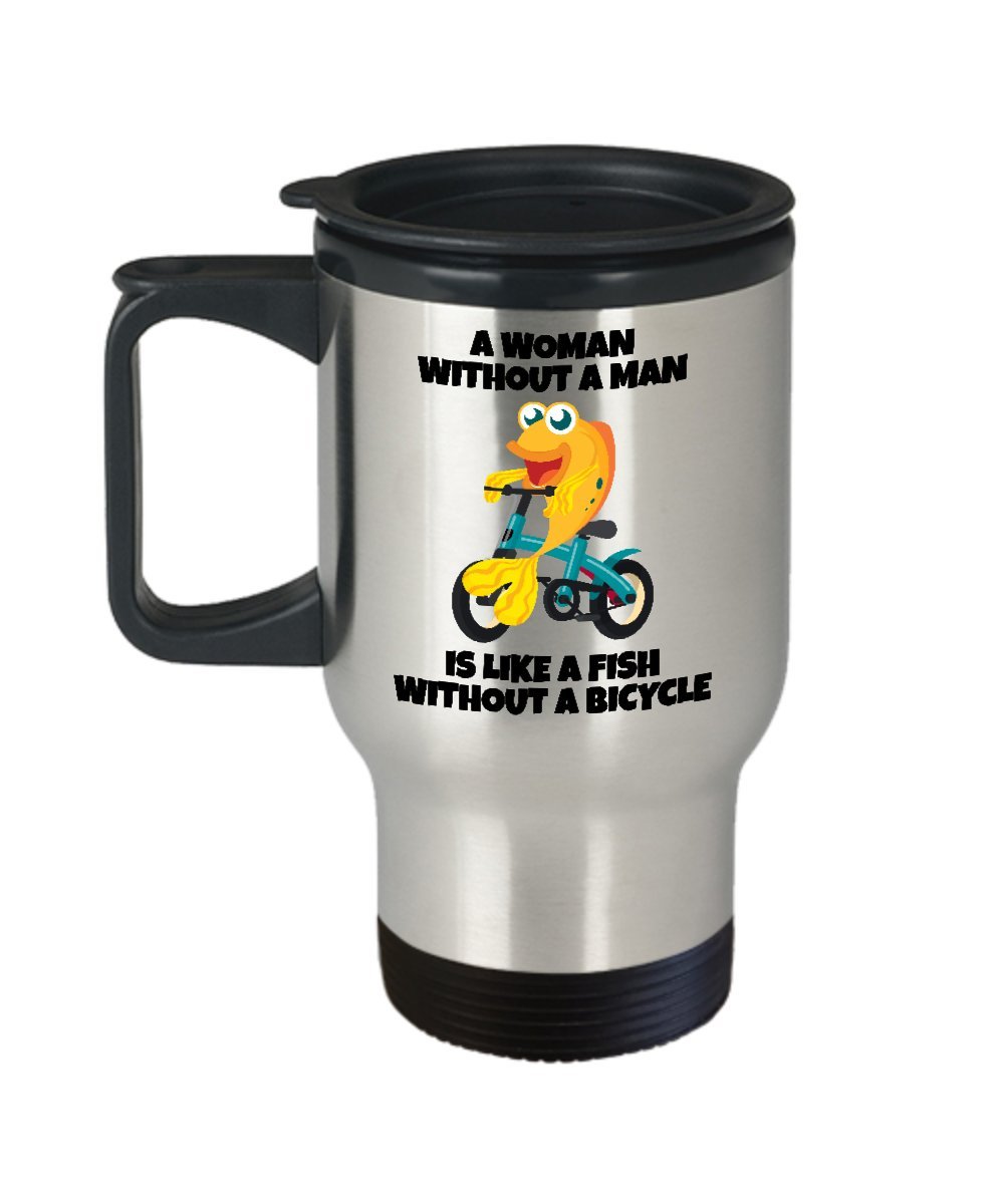 Empowering Women's Travel Mug - Insulated Coffee Cup with Lid for Commuting, Office & Outdoor Adventures - Funny Feminist Gift Idea
