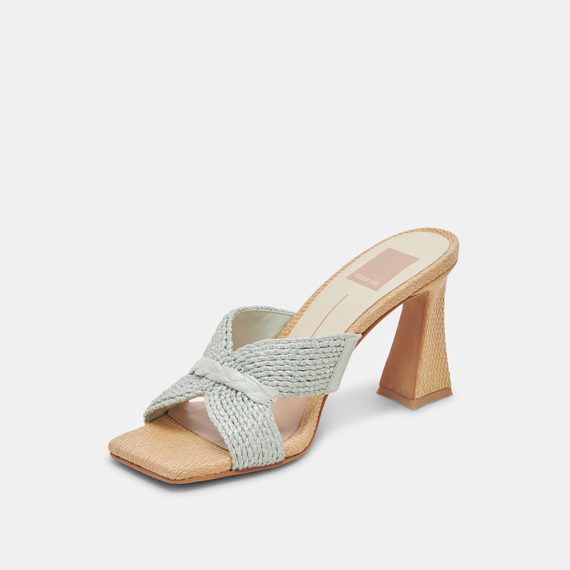 NITRO Women's Wide Heel Sandals Mint Green Raffia - Comfortable Summer Wedges for Beach, Vacation & Outdoor Wear