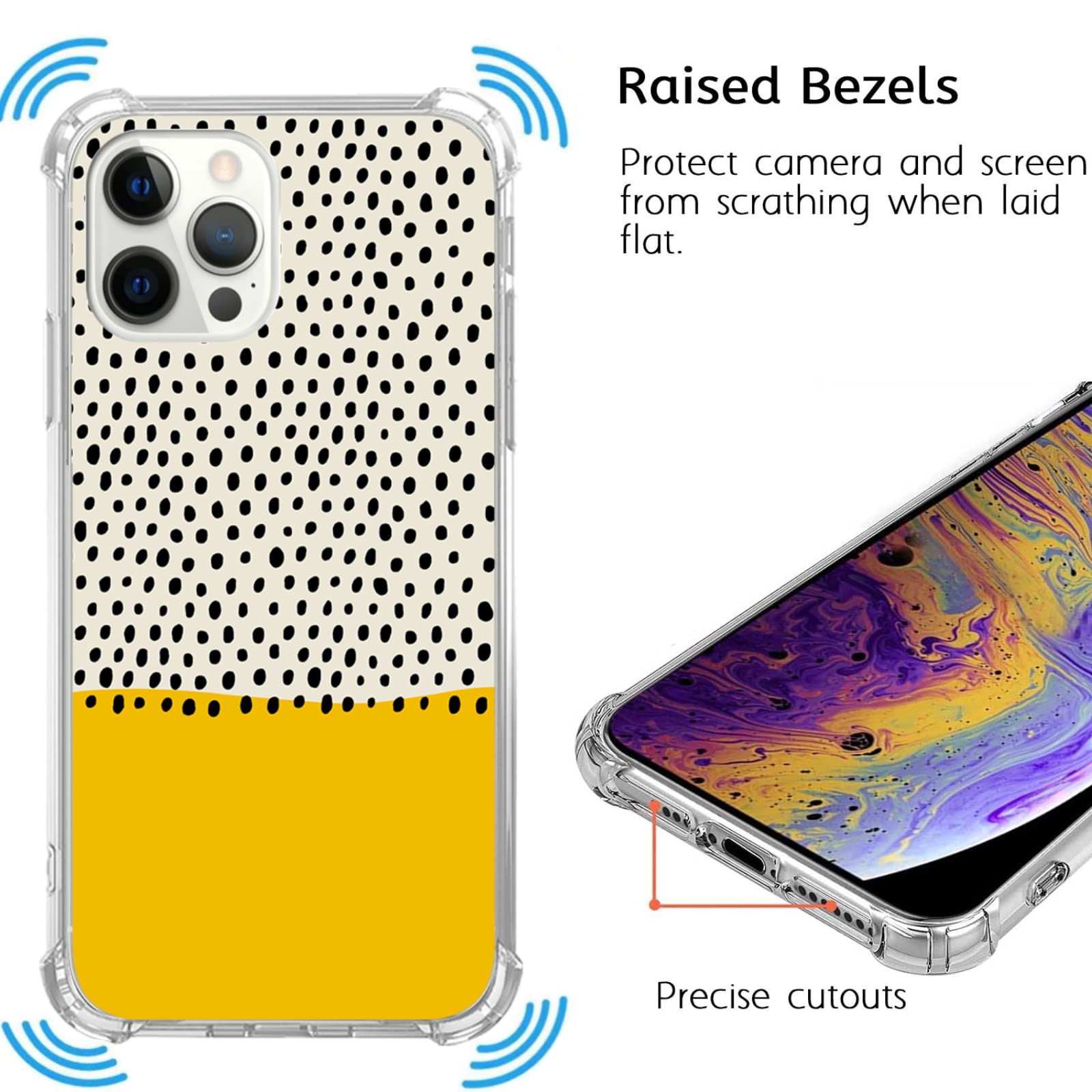 Polka Dots Phone Case for iPhone 13 Pro Max - Trendy Dalmatian Spots Design TPU Bumper Cover for Women & Men | Perfect for Everyday Use, Work & Travel Protection
