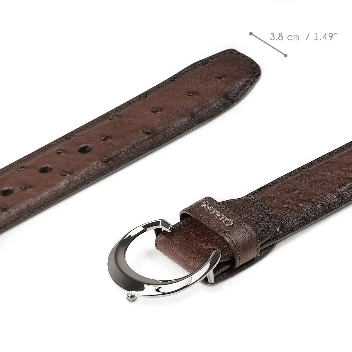 CS381A1 Genuine Ostrich Leather Belt for Men - Brown Casual Fashion Belt | Perfect for Office, Business, and Everyday Wear