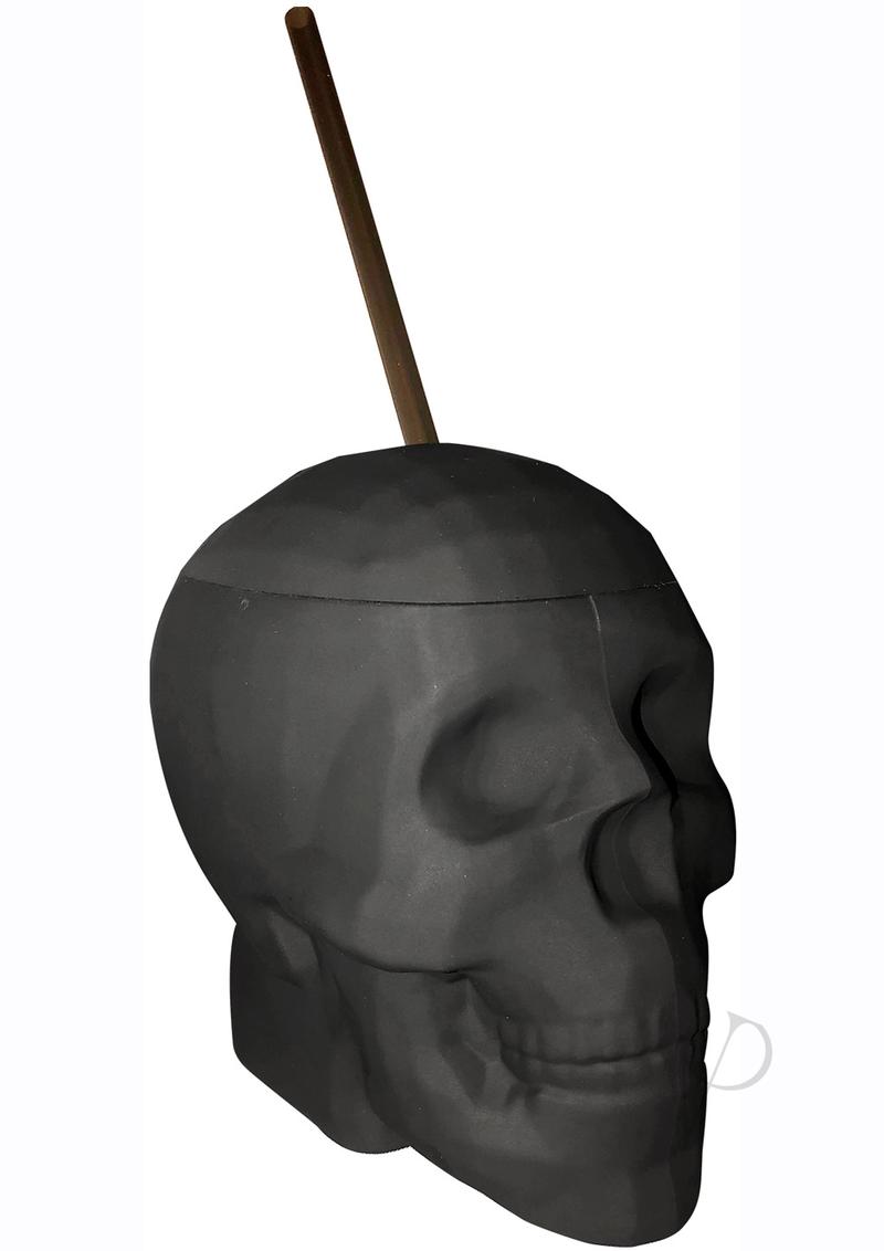 22oz Black Matte Skull Tumbler with Reusable Plastic Straw - Perfect for Halloween Parties, Gothic Home Decor & Iced Coffee Lovers