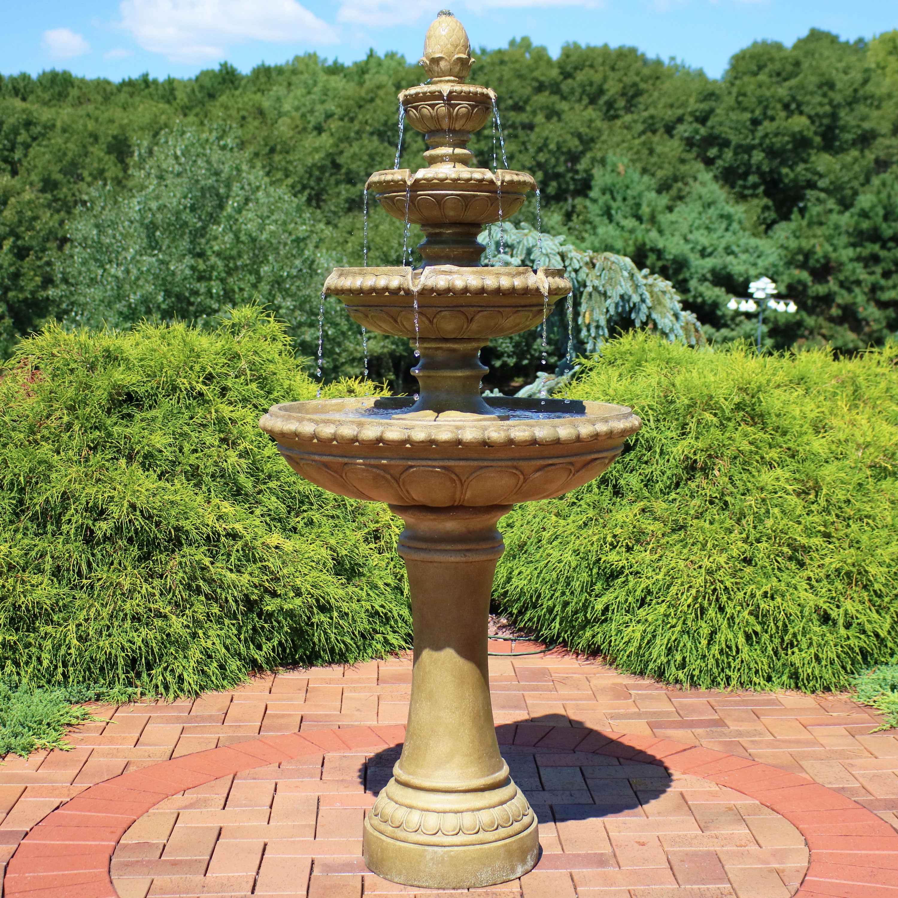 Large 4-Tier Outdoor Water Fountain with LED Lights - 65