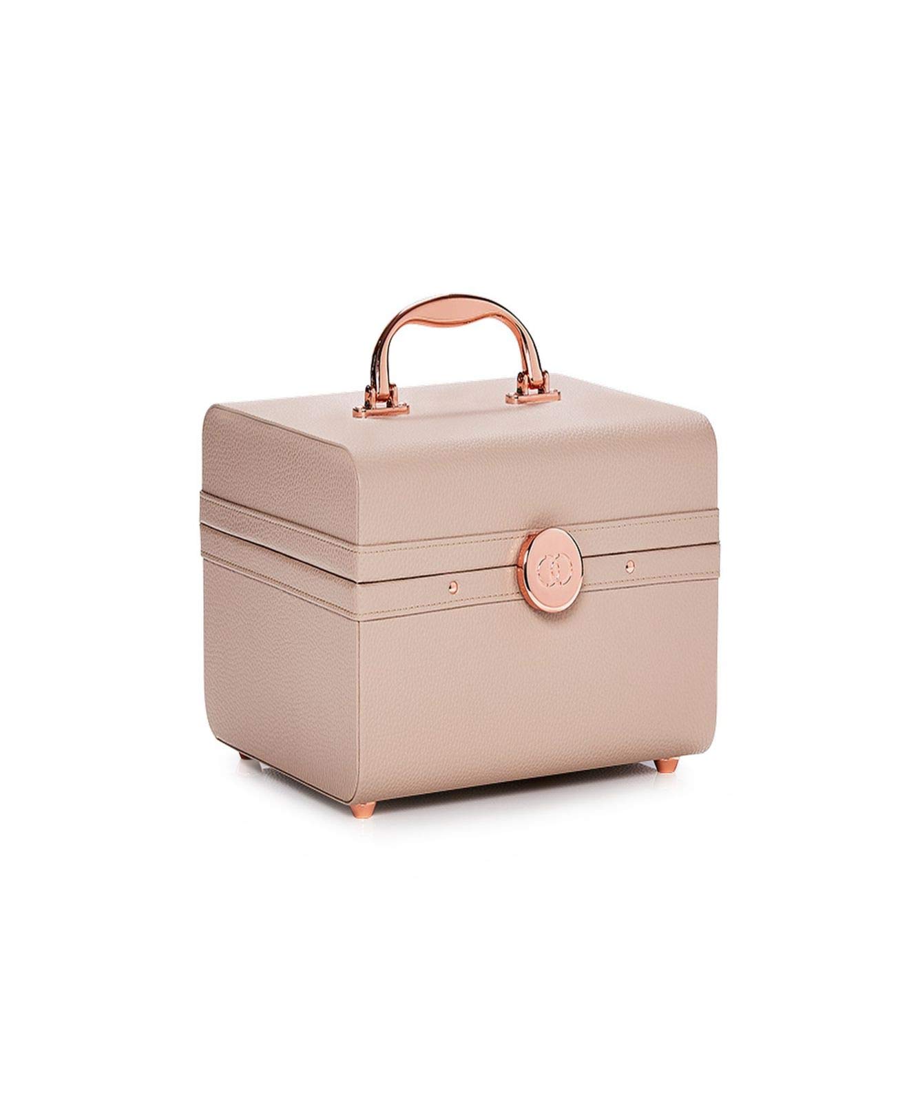 Caboodles Life & Style Small Train Case - Cream White Cosmetic Makeup Organizer with Mirror | Perfect for Travel, Salon & Home Storage