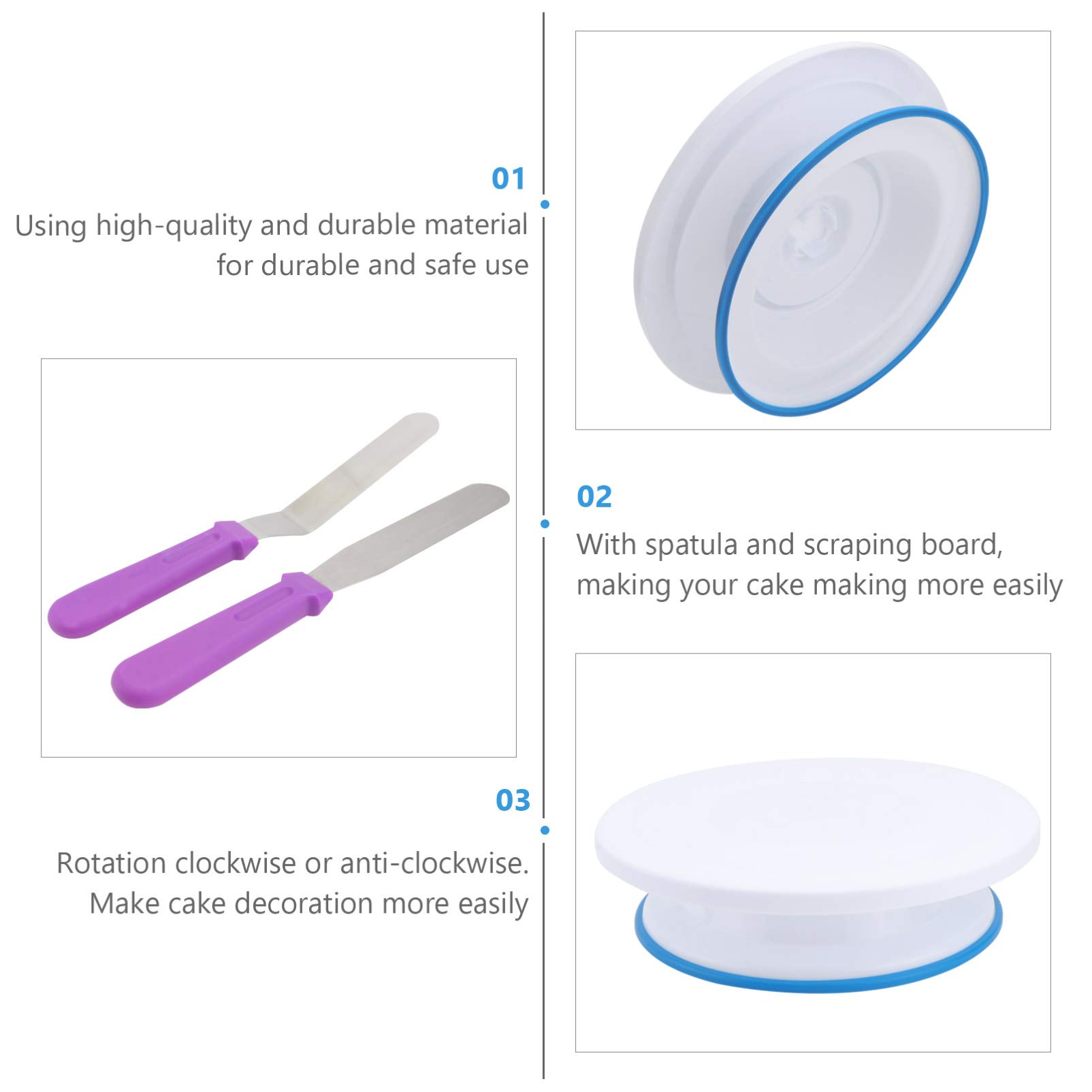 DOITOOL 6-Piece Cake Turntable Set - Manual Rotating Cake Stand, Durable Rotary Cake Base with Non-Slip Surface for Cake Decorating, Baking, and Dessert Display - Perfect for Home Bakers & Professional Chefs