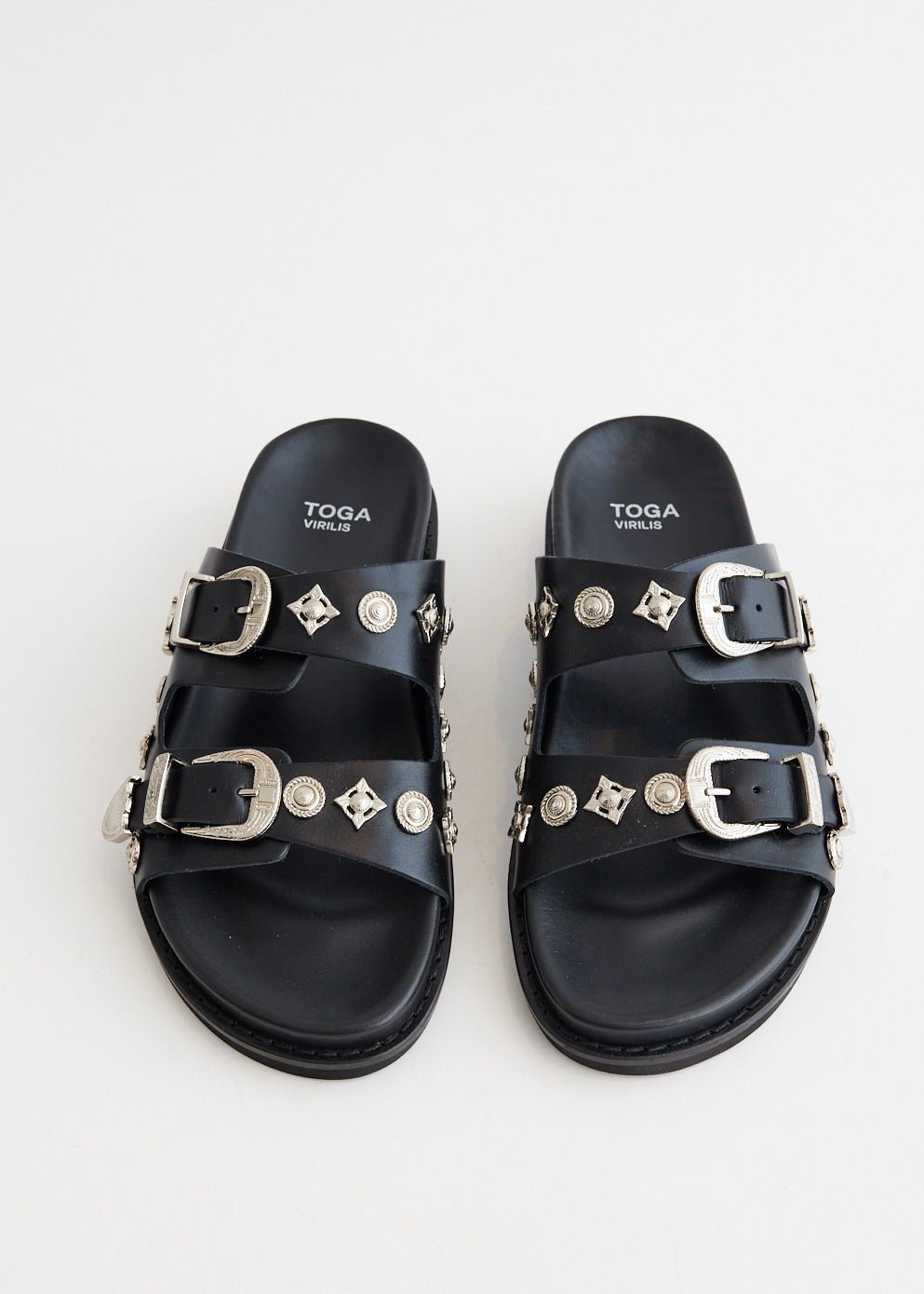AJ830 Black Leather Sandals for Women - Comfortable Summer Slide Sandals with Arch Support - Perfect for Beach, Vacation & Casual Outings