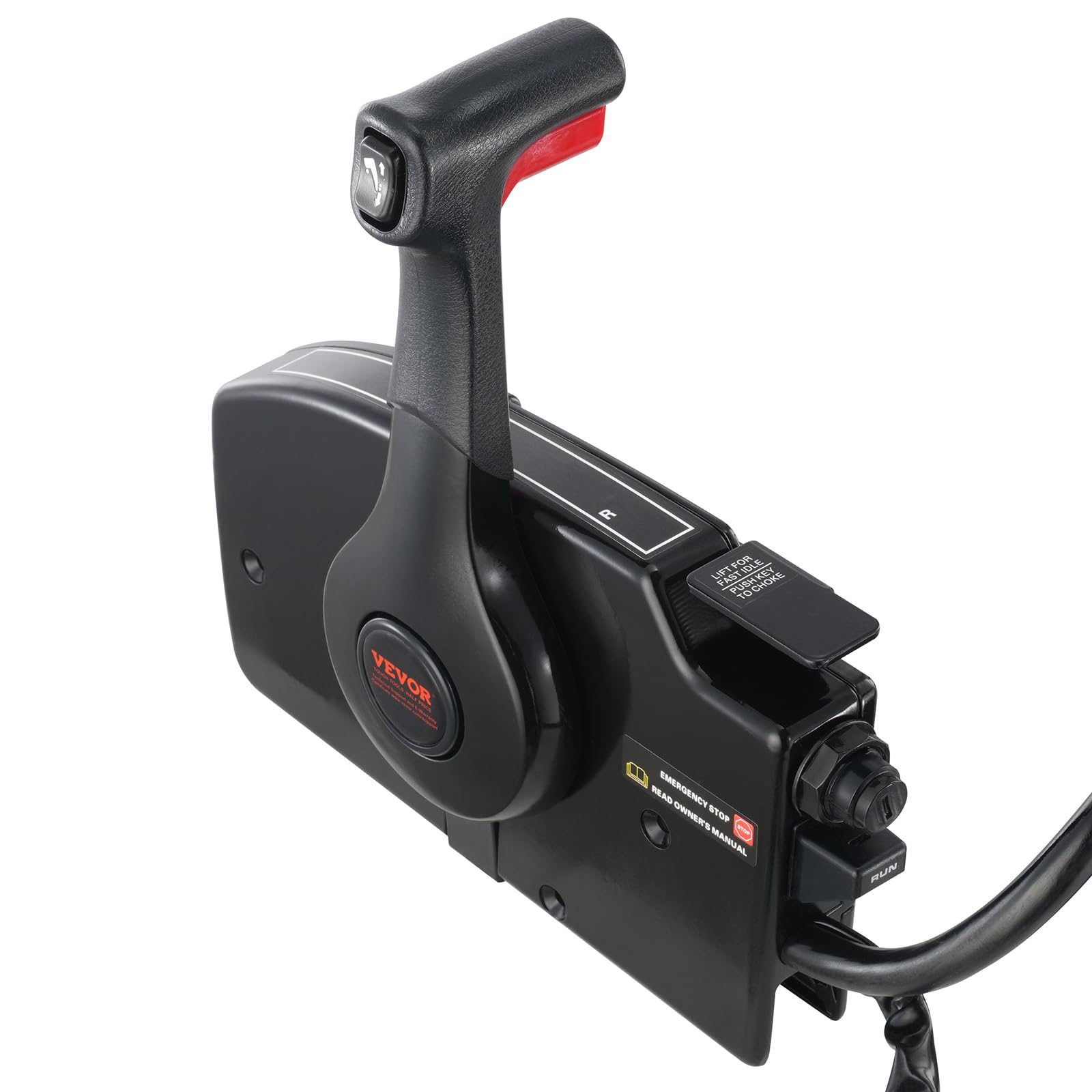 VEVOR Marine Boat Throttle Control Box - Side-Mounted Outboard Remote Control for Mercury PT 2-Stroke Engines with Power Trim Switch | 16.3ft 8+4 Pin Harness & Safety Lanyard | Perfect for Fishing Boats, Speedboats & Water Sports