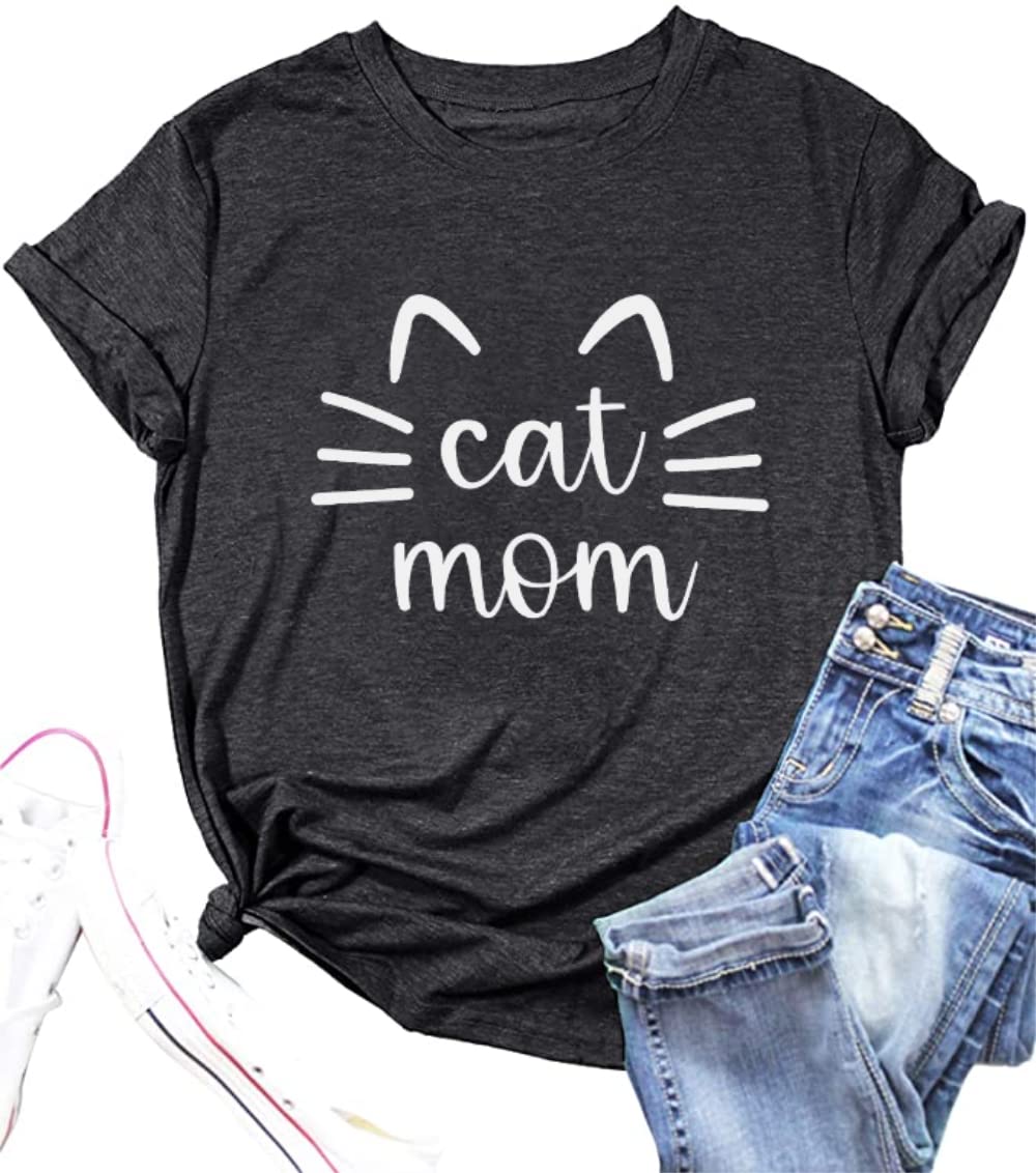 Cat Mom Sweatshirt for Women - Cute Cat Mama Long Sleeve T-Shirt with Letter Print - Perfect for Casual Wear, Cat Lovers Gift & Everyday Outfits