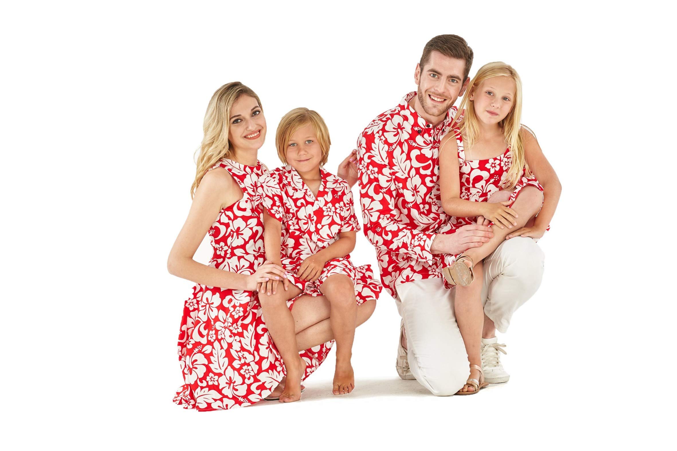 Vintage Tropical Toile Hawaiian Luau Matching Mother Daughter Dress & Poncho Tops – Perfect for Family Beach Vacations, Luau Parties, and Summer Photoshoots