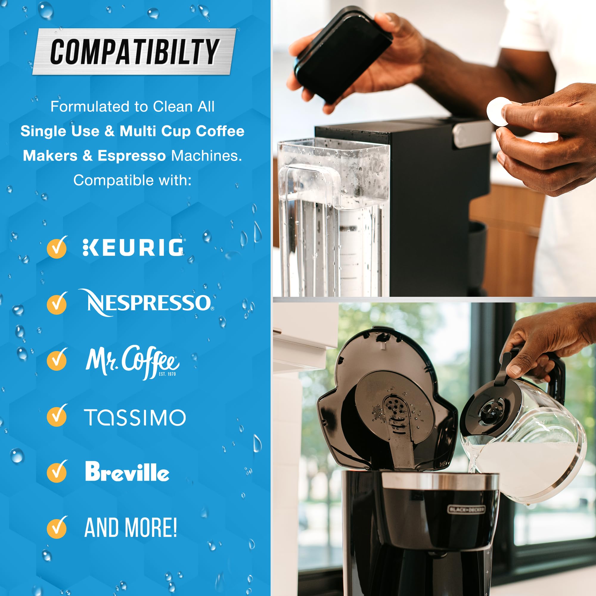 ACTIVE Coffee Maker Cleaner & Dishwasher Cleaner - 24ct Descaling Tablets for Coffee Machines + 24ct Dishwasher Cleaning Tablets | Deep Clean & Maintain Appliances for Fresh Coffee & Spotless Dishes
