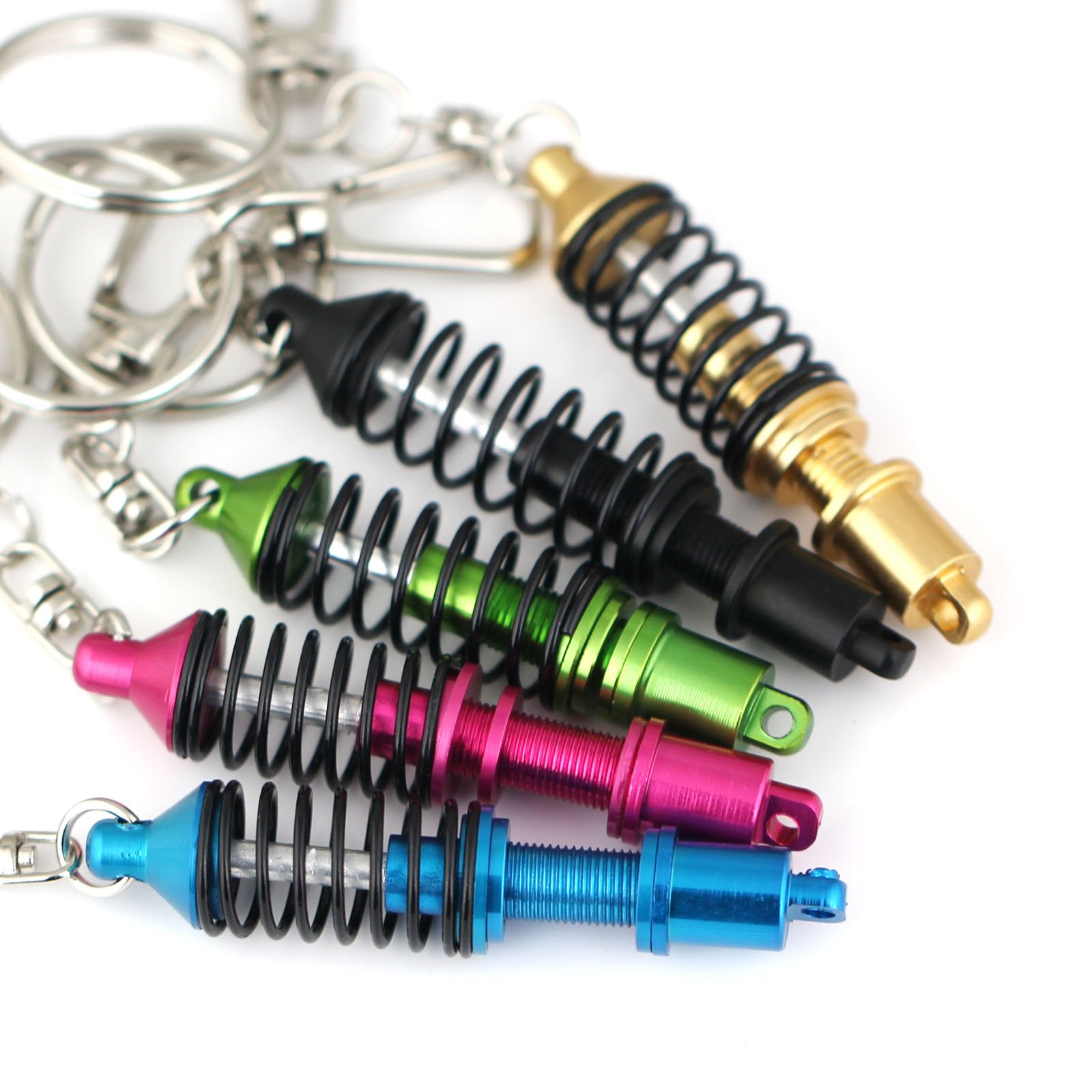 Maycom® 5-Pack Coilover Keychain - Creative Shock Absorber Shaped Keyring Set for Car Enthusiasts - Perfect for Key Fobs, Keychains & Auto Accessories - Great Gift for Mechanics & Car Lovers