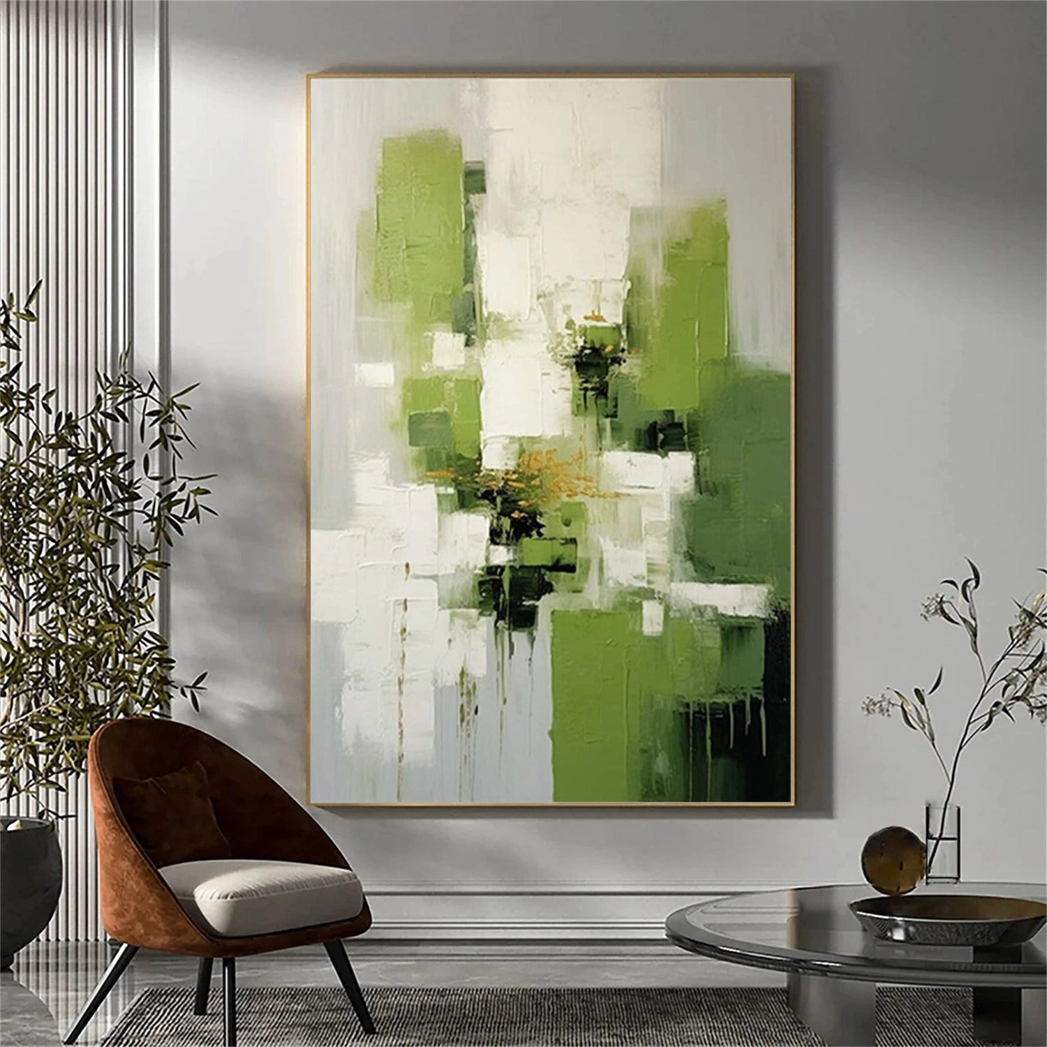 Blue & Green Abstract Wall Art Canvas Print #BG103 - Modern Home Decor for Living Room, Bedroom & Office