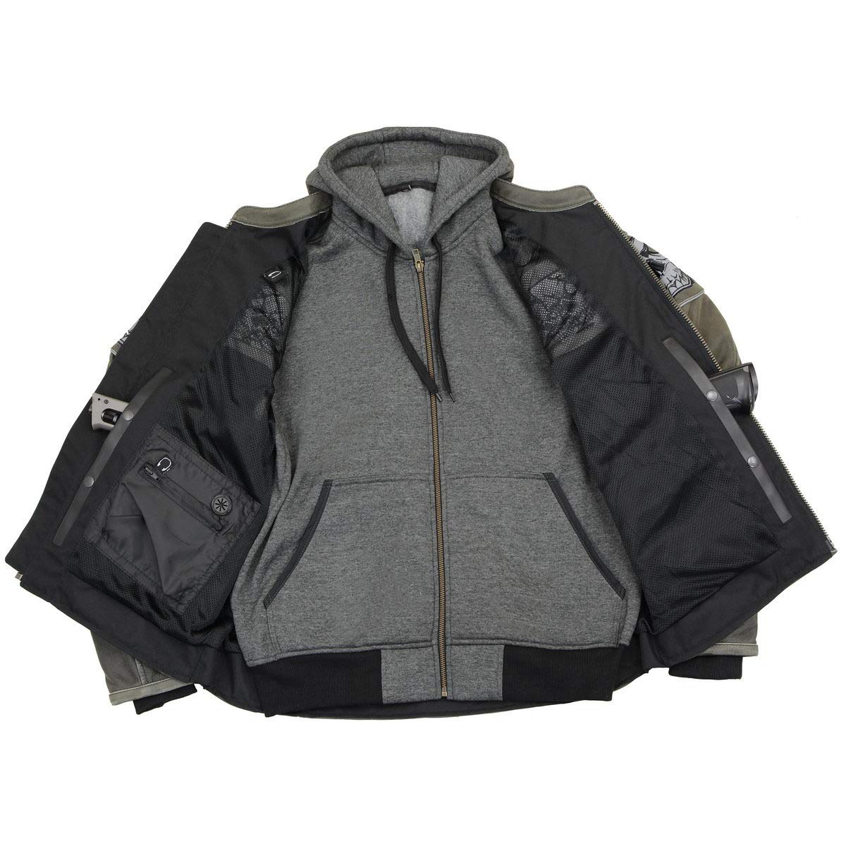 Milwaukee Leather MLM1562 Men's Distressed Grey Biker Jacket with Reflective Skull Design | Motorcycle Riding, Casual Wear & Outdoor Adventure