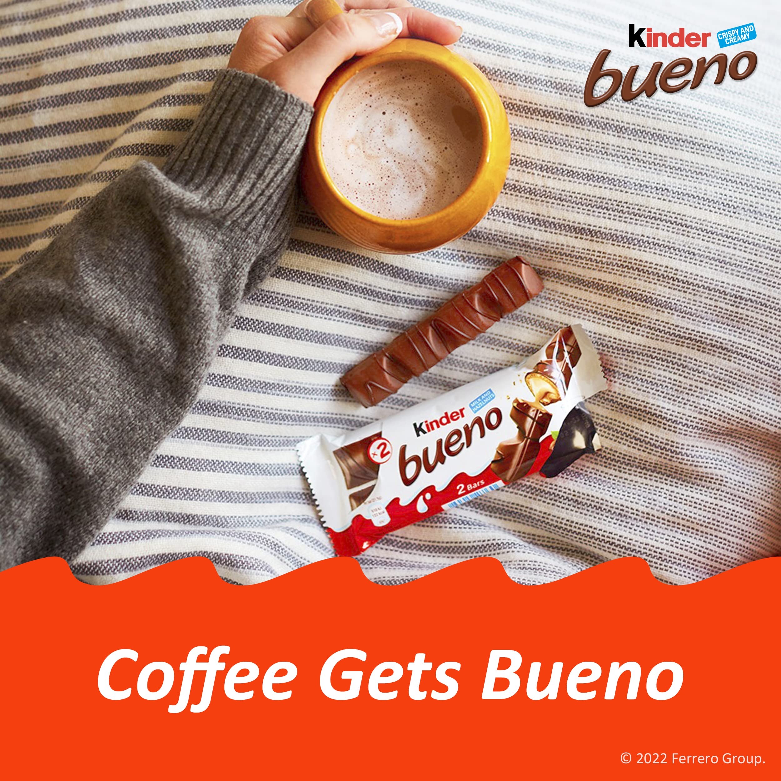 Kinder Bueno Milk Chocolate & Hazelnut Cream Bars - Bulk 20 Pack (2 Bars/Pack, 30oz) - Perfect for Parties, Gifts & Snacking