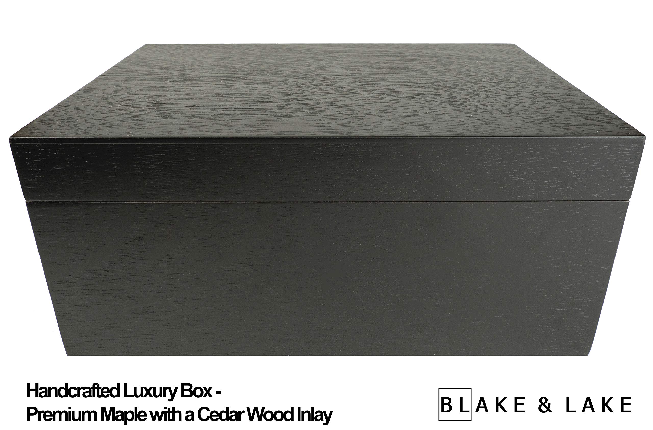 Large Black Wooden Storage Box with Hinged Lid - Decorative Matte Black Wooden Box for Home Organization, Jewelry Storage & Gift Wrapping - Perfect for Living Room, Bedroom & Office Decor