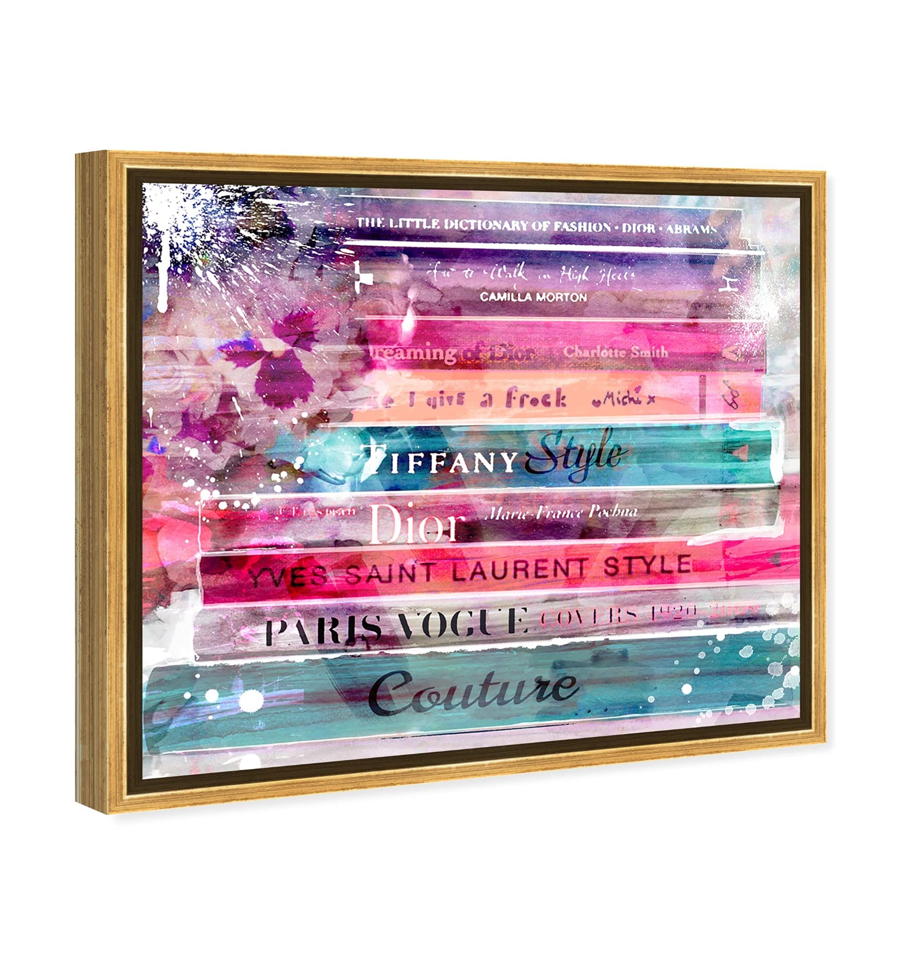 Oliver Gal Artist Co. Fashion & Glam Wall Art Framed Canvas Print - 'Fashion Splash Library' Book Collection - Perfect for Living Room, Bedroom & Office Decor