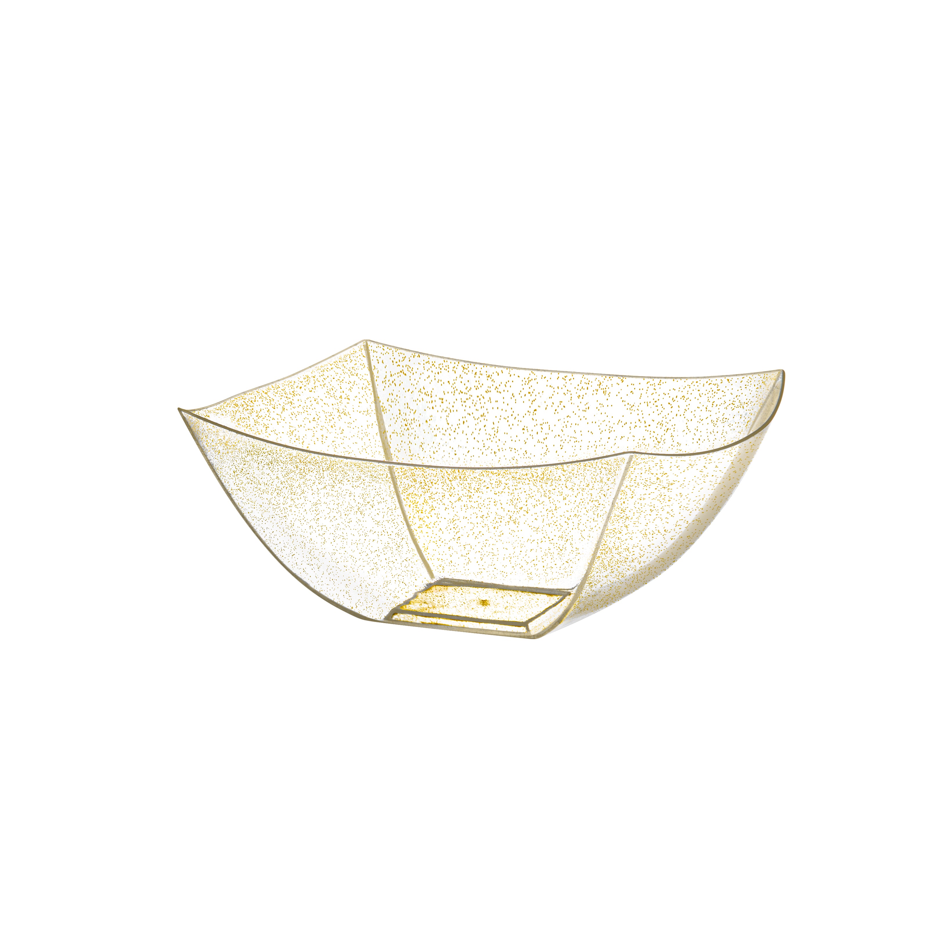 Square Gold Glitter Serving Bowls - Set of 4 - Elegant Party Dishes for Candy, Snacks, Desserts at Weddings, Birthdays & Holiday Gatherings