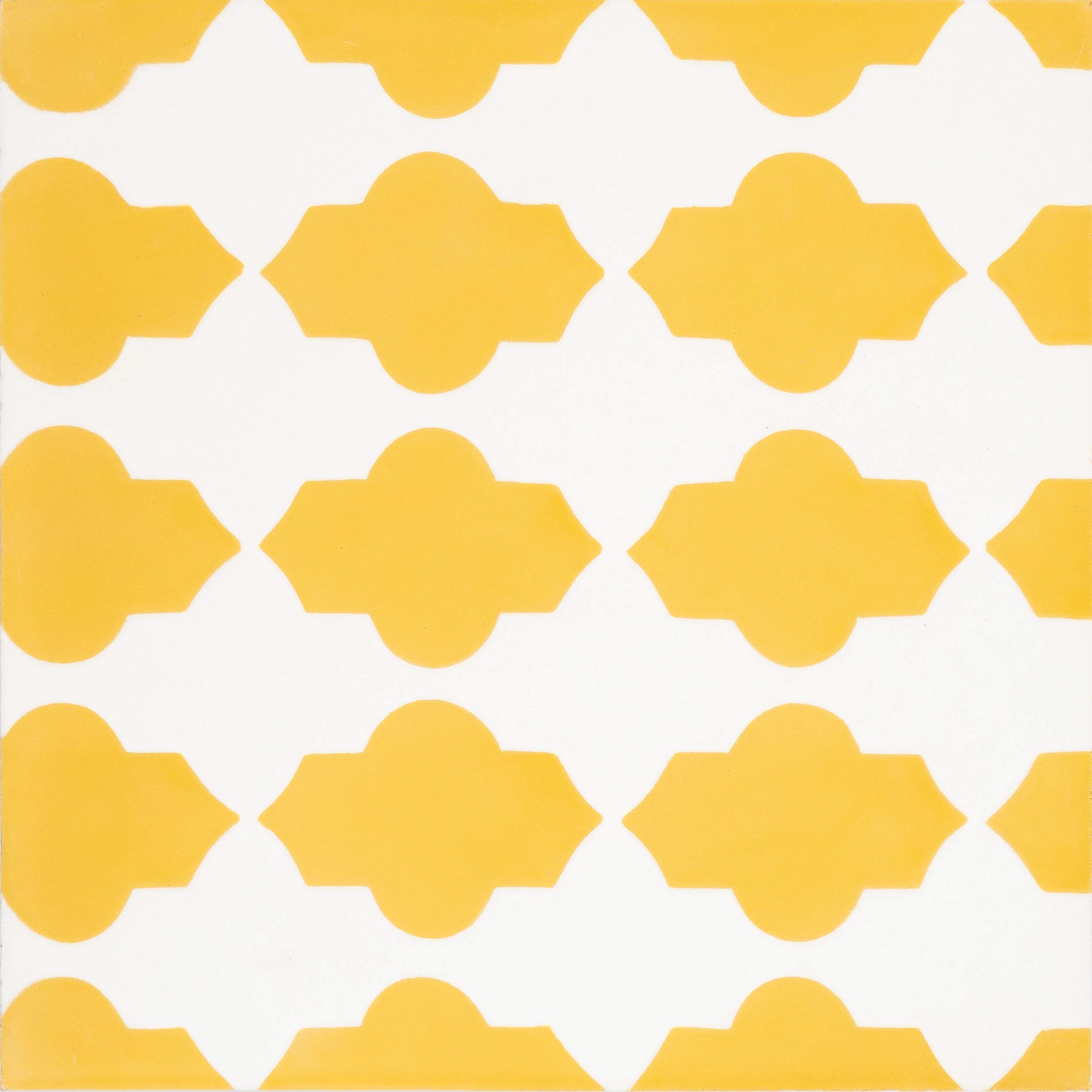 Handmade Moroccan Mosaic Cement Tiles - Pack of 12, Yellow & White Geometric Pattern - Tafrout Design for Kitchen Backsplash, Bathroom Floor, or Outdoor Patio Decor