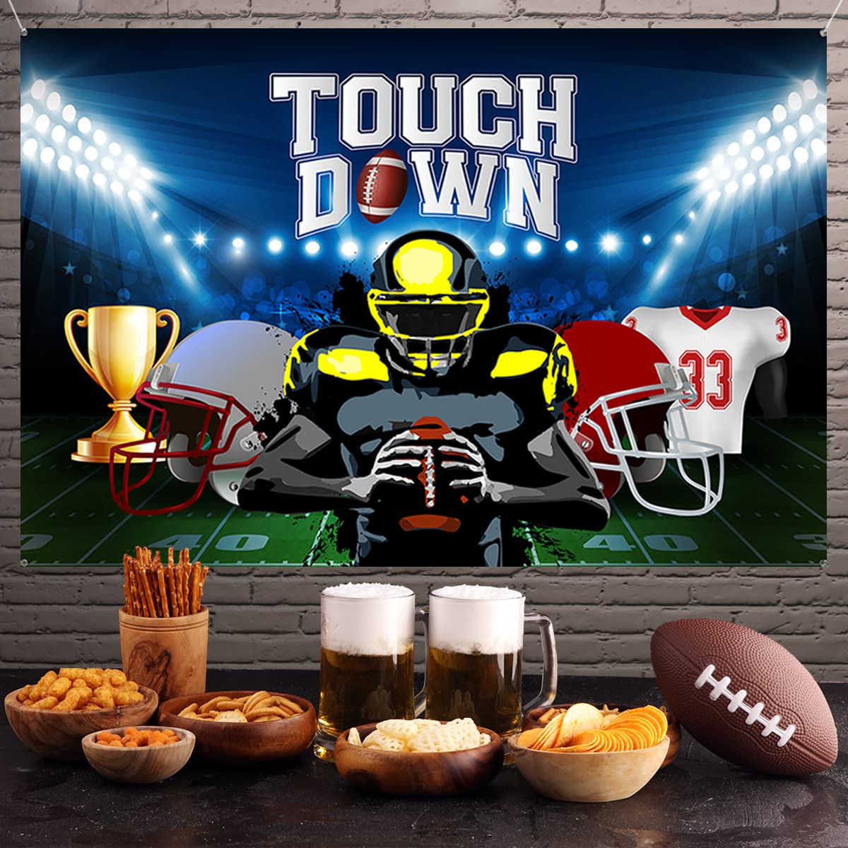 Football Party Decorations - Touchdown Backdrop Banner, Themed Background & Photo Props for Boys Birthday | Perfect for NFL Game Day, Super Bowl Parties & Sports-Themed Celebrations