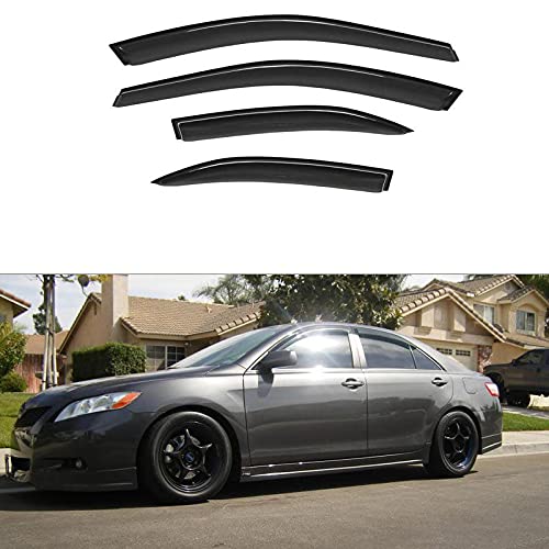 4pcs Side Window Deflectors for 2002-2006 Toyota Camry - Smoke Tinted Window Visors & Rain Guards - Perfect for Sun Protection & Weatherproofing While Driving