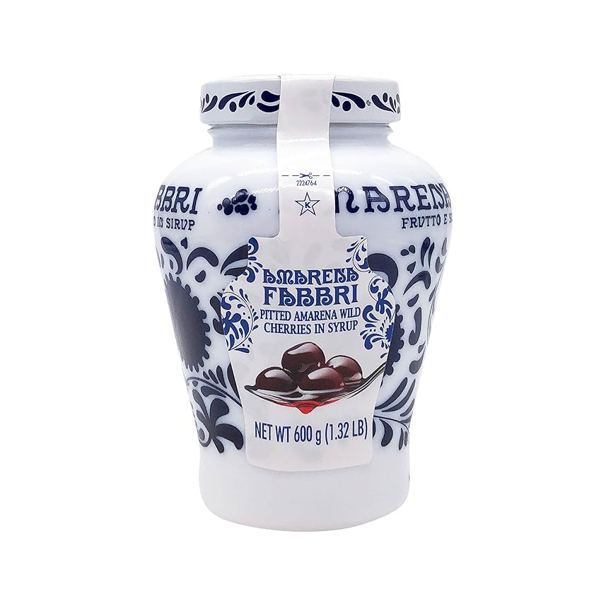 FABBRI Pitted Amarena Wild Cherries in Syrup, 600g Jar – Premium Italian Dessert Topping for Ice Cream, Cakes & Cocktails