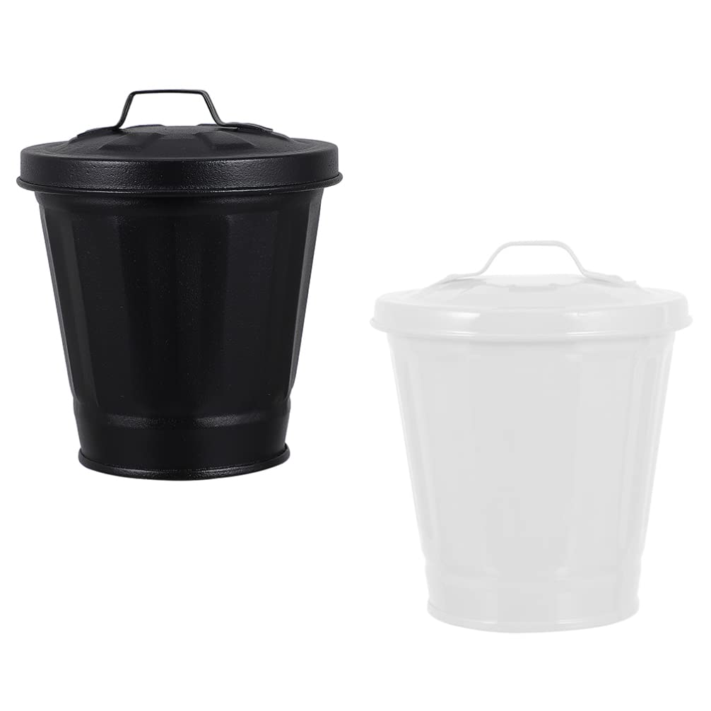 iplusmile 2 Pack Metal Trash Can with Lid - 10 Gallon Stainless Steel Waste Bin for Kitchen, Bathroom, Office & Outdoor Use