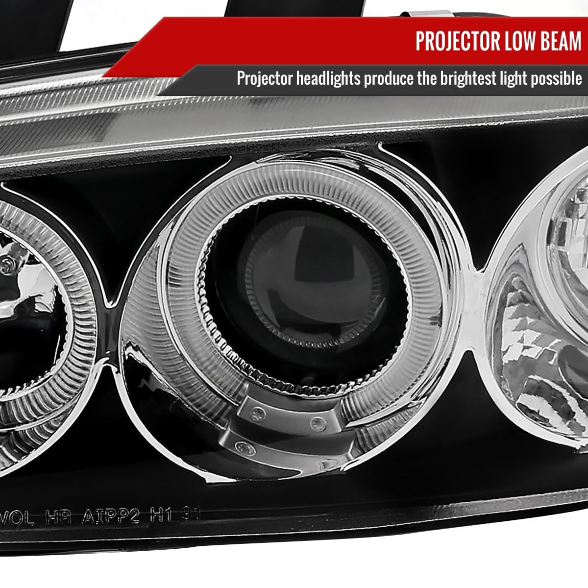 92-95 2/3/4Dr LED Halo Projector Headlights - Black Housing for Improved Night Visibility | Perfect for Honda Civic, Accord & Other Compact Cars
