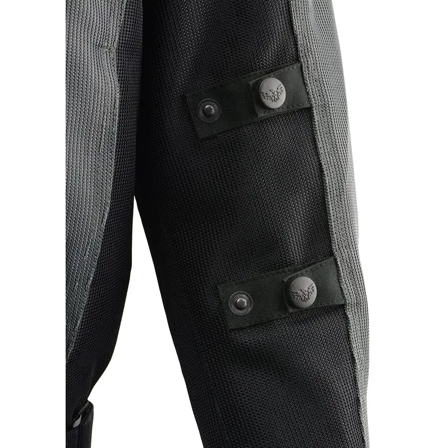 First MFG Co. Men's Black & Grey Mesh Armored Racing Jacket with Reflective Racing Stripes - Lightweight Motorcycle Gear for Street & Track Riding