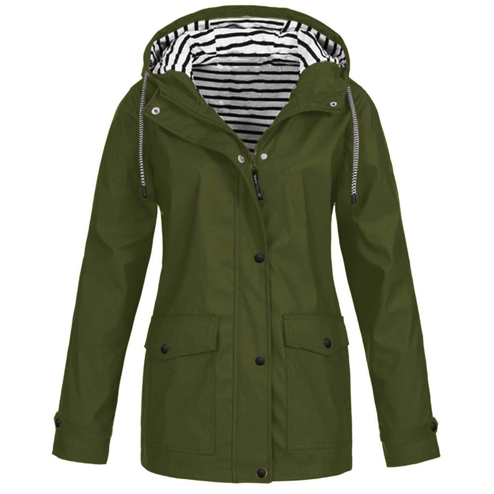Waterproof Women's Rain Jacket with Hood - Lightweight Windbreaker Hiking Coat for Outdoor Activities - Perfect for Autumn Hiking, Camping & Travel (with Pockets)