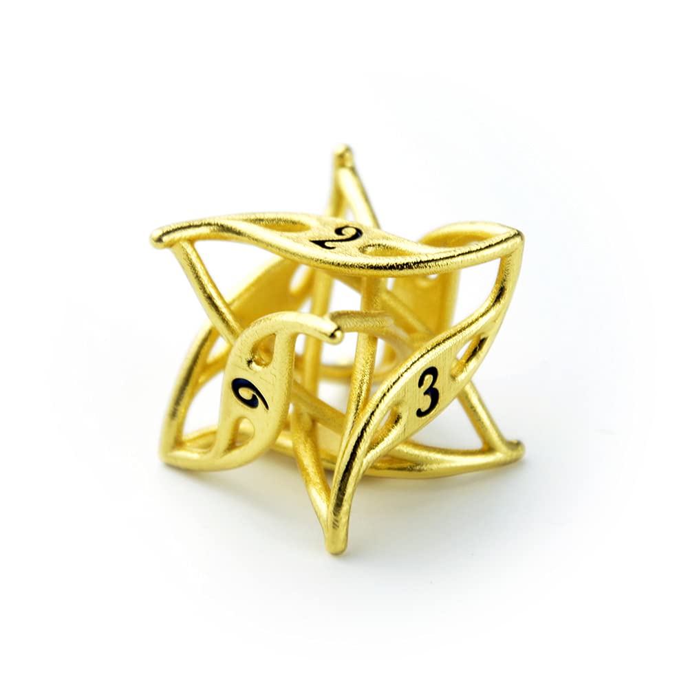 DND Dice Set - 7-Piece Metal Hollow RPG Dice for Dungeons & Dragons, Savage Worlds & Tabletop Games | Ancient Gold Plated Copper D4-D20 Polyhedral Dice | Perfect for RPG Campaigns, Collectors & Gift Giving