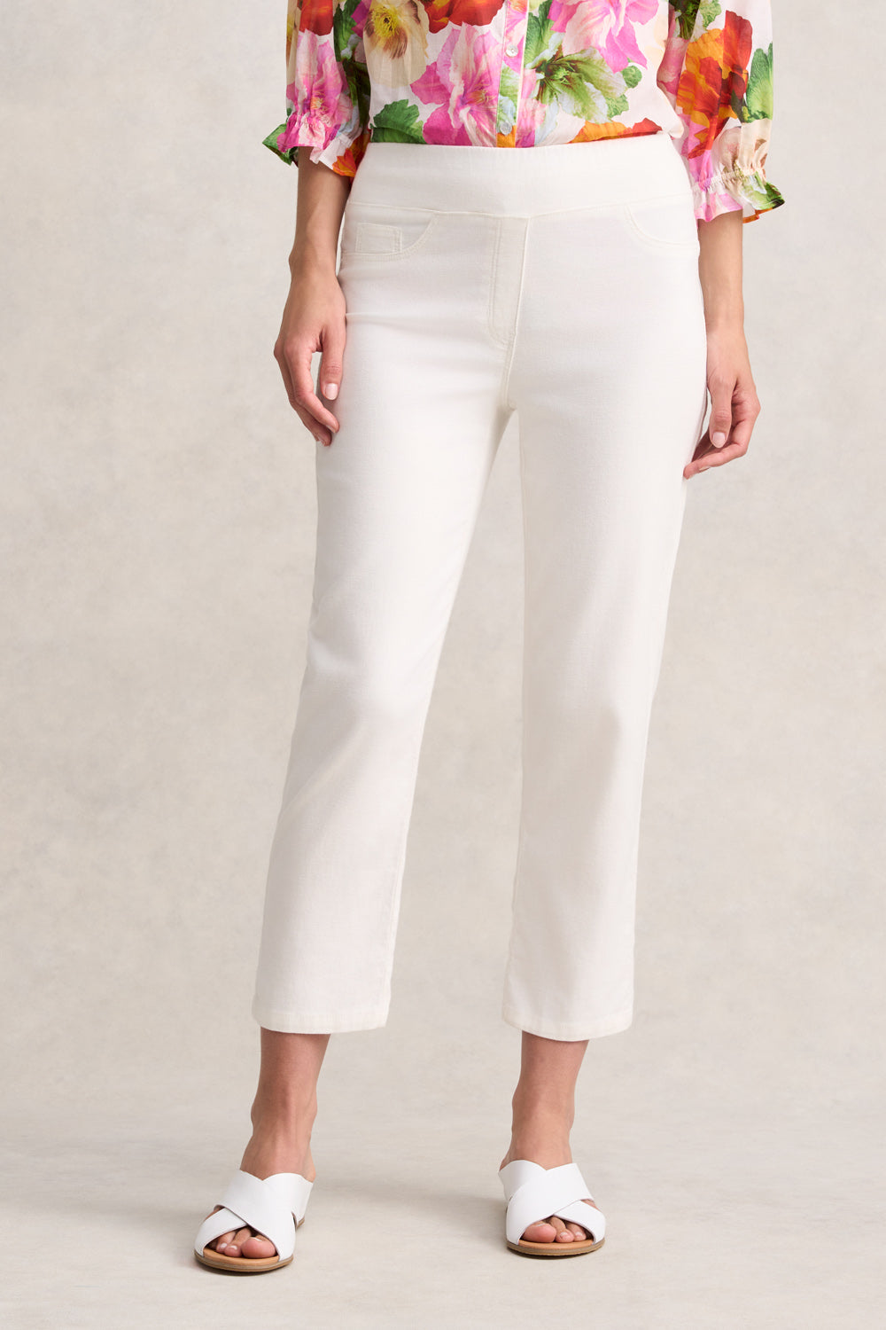 Bengajean® Women's 7/8 Straight Leg Jeans in Cream - Perfect for Casual Wear, Office & Weekend Outings