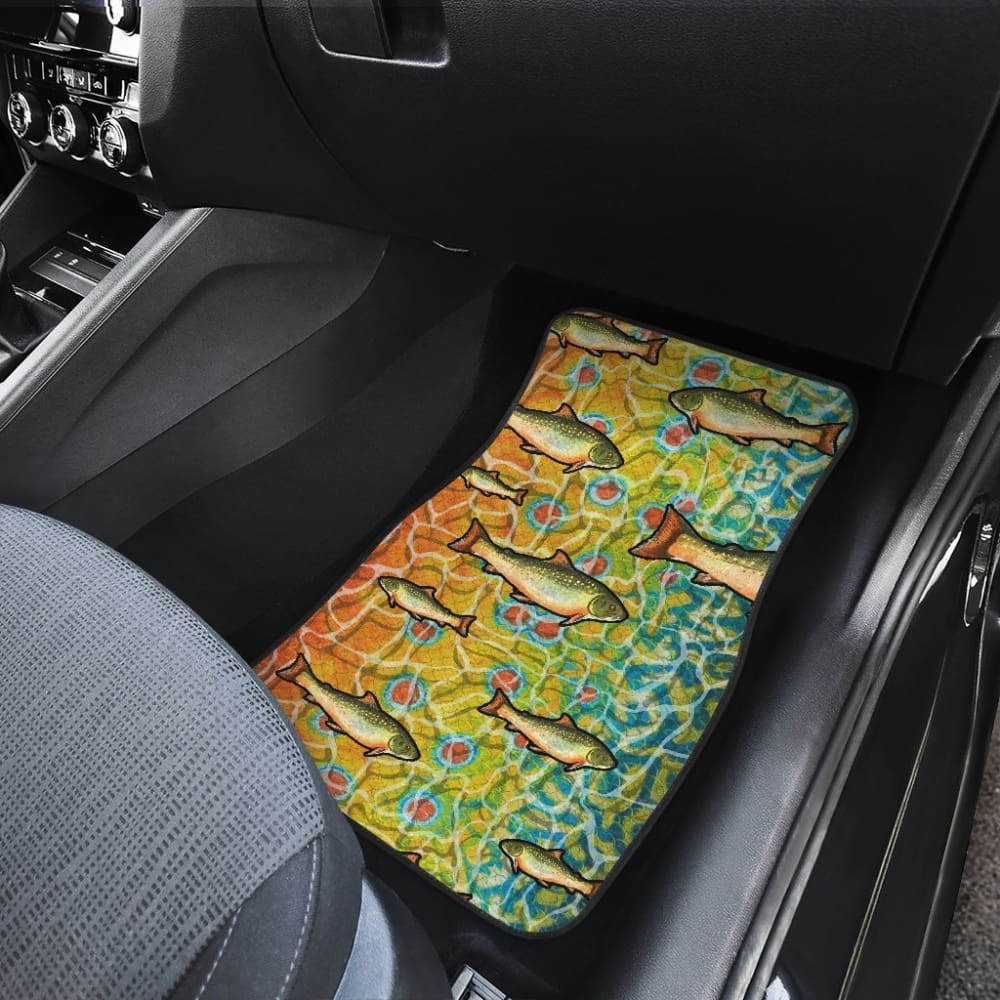 Premium Brook Trout Fish Skin Pattern Car Floor Mats - Non-Slip Waterproof All-Weather Protection for Trucks, SUVs & Vehicles - Perfect for Fishing Trips & Outdoor Adventures