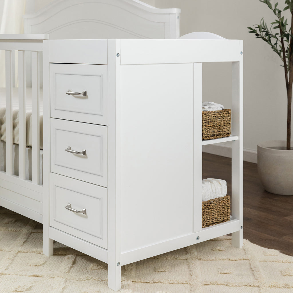 Charlie 4-in-1 Convertible Baby Crib with Changing Table - Nursery Furniture Set for Newborns to Toddlers | Perfect for Small Spaces & Modern Nurseries