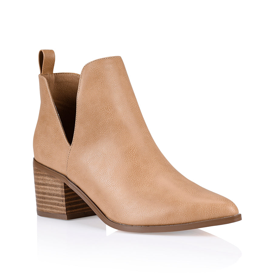 Fierce Cut Out Ankle Boots for Women - Stylish Caramel Softee Leather Booties for Fall & Winter | Perfect for Casual Outfits, Date Nights & Office Wear