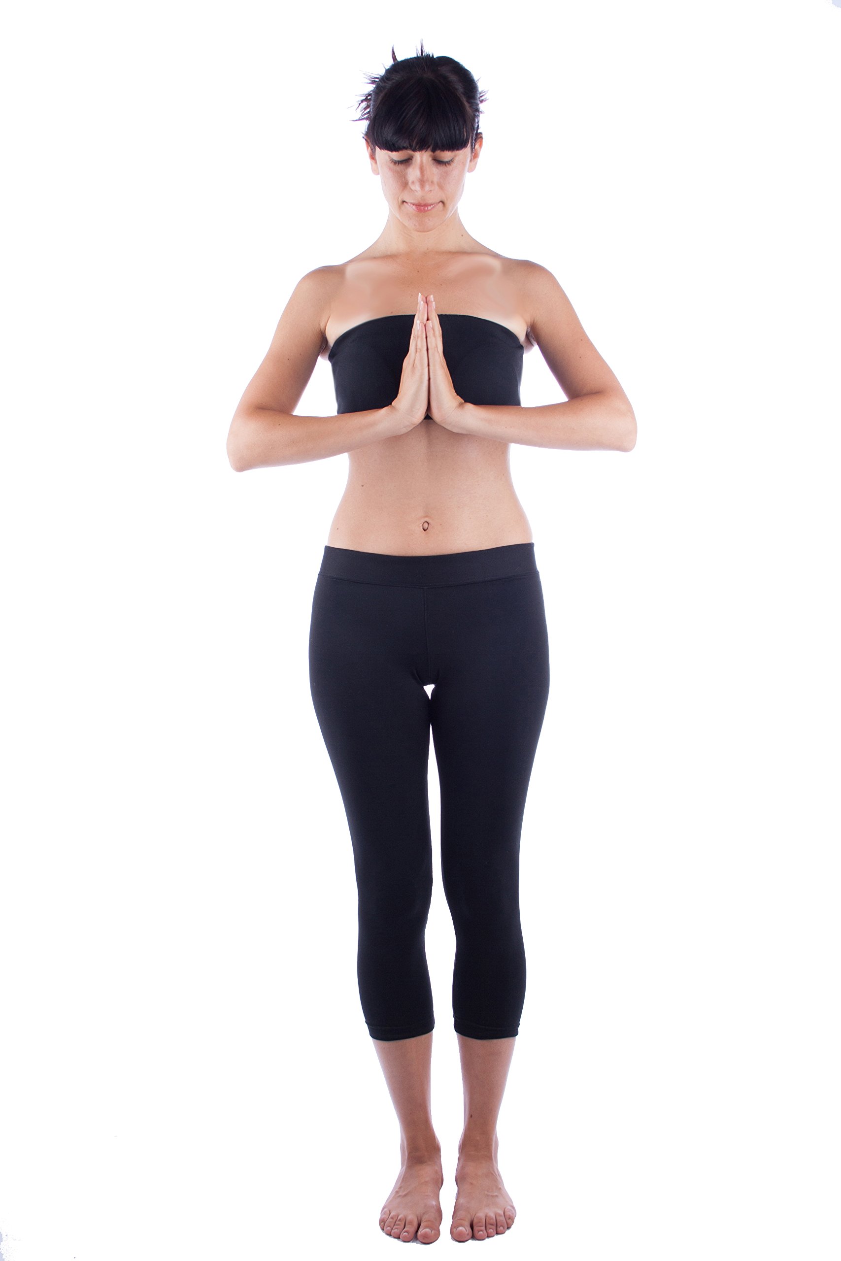 Black Strapless Yoga Sports Bra Bandeau - Seamless Workout Top for Women - Gym, Running, Pilates & Activewear